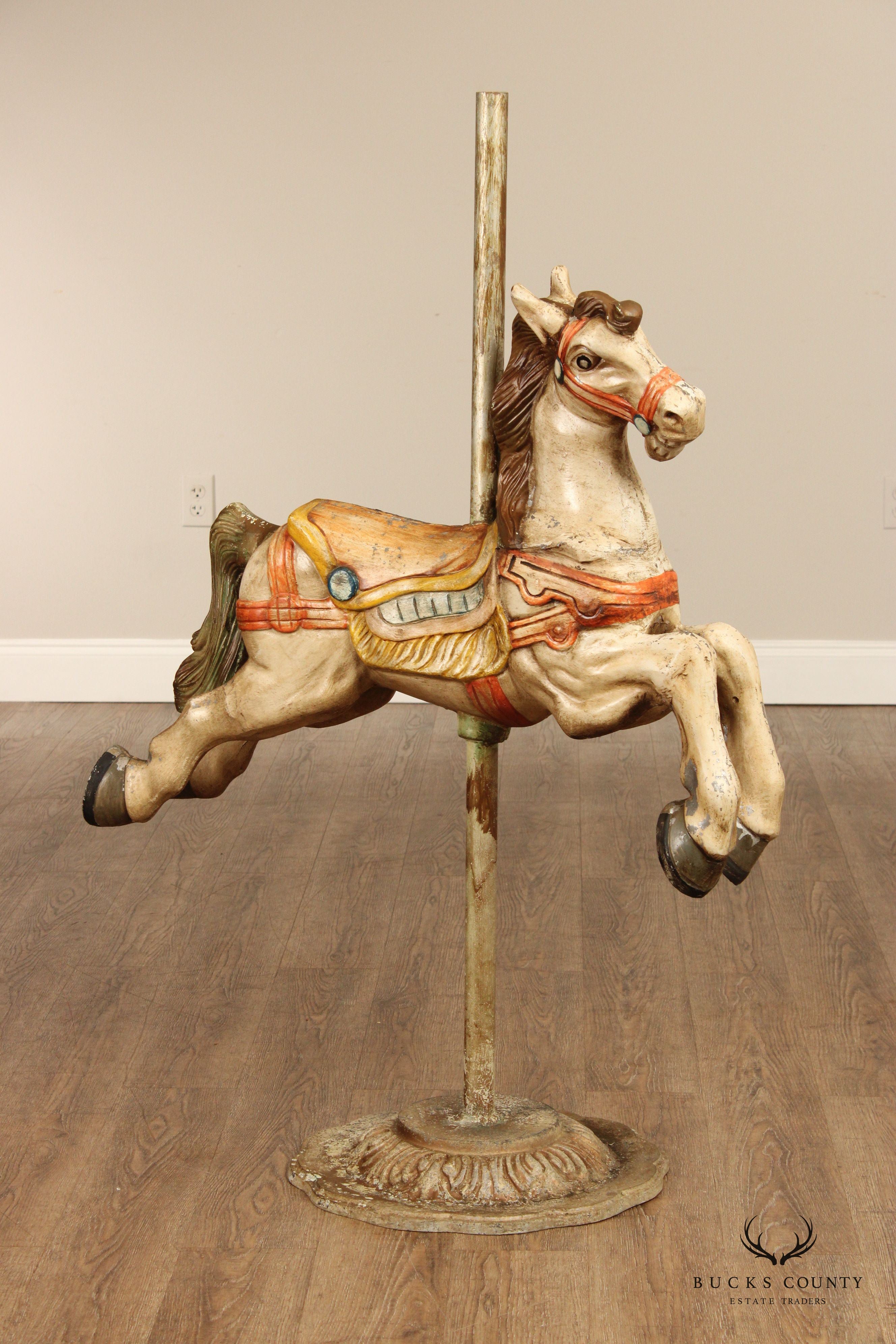 Vintage Painted Cast Aluminum Carousel Horse