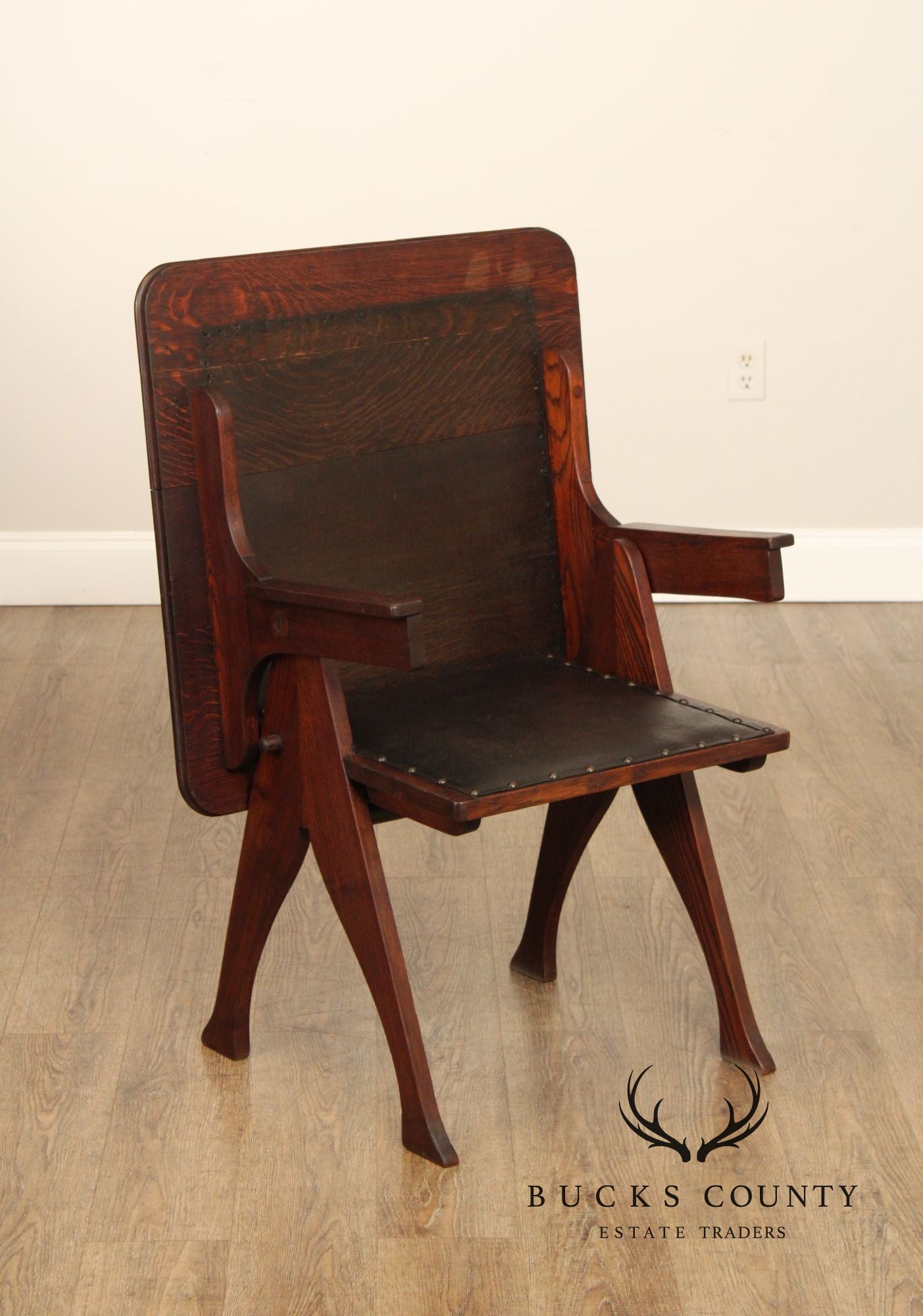 English Arts And Crafts Oak and Leather Metamorphic Armchair  Game Table