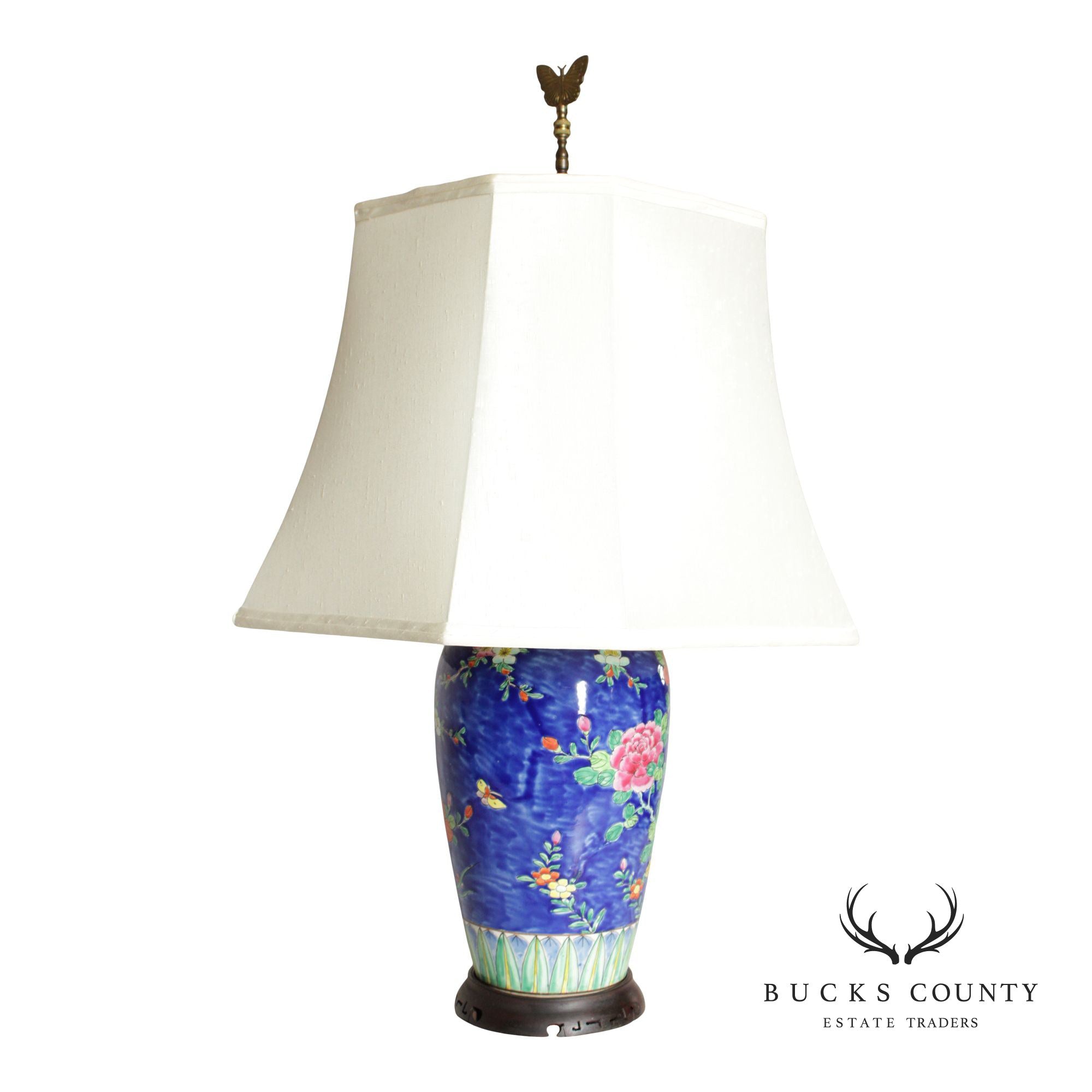 Asian Style Vintage Glazed Porcelain Table Lamp