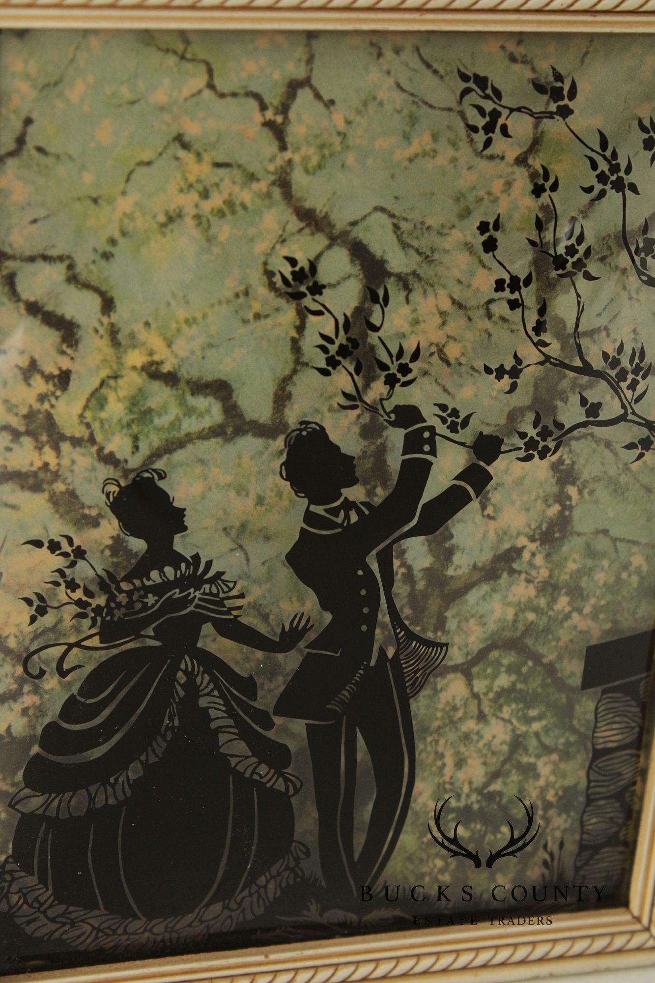 Vintage Pair of Reverse Painted Courtship Silhouettes