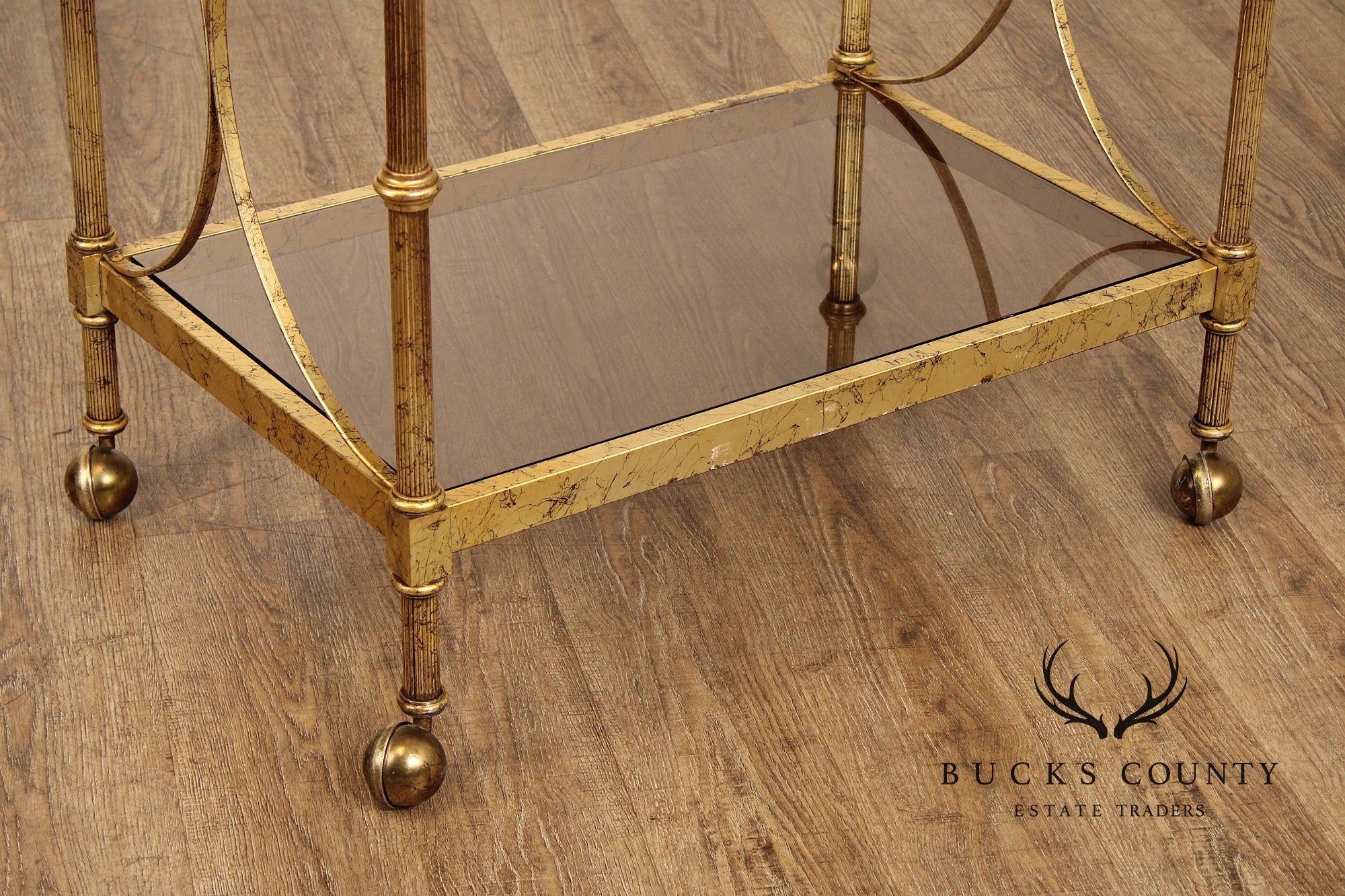 Hollywood Regency Vintage Gold Tray-Top Bar Cart