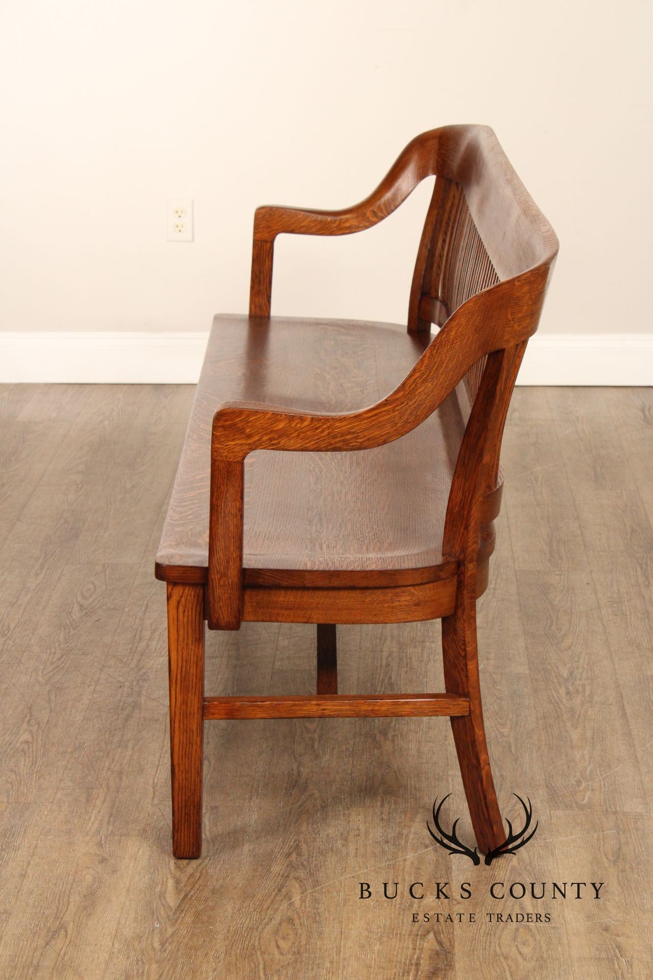 W.H. Gunlocke Antique Oak Courthouse Bench