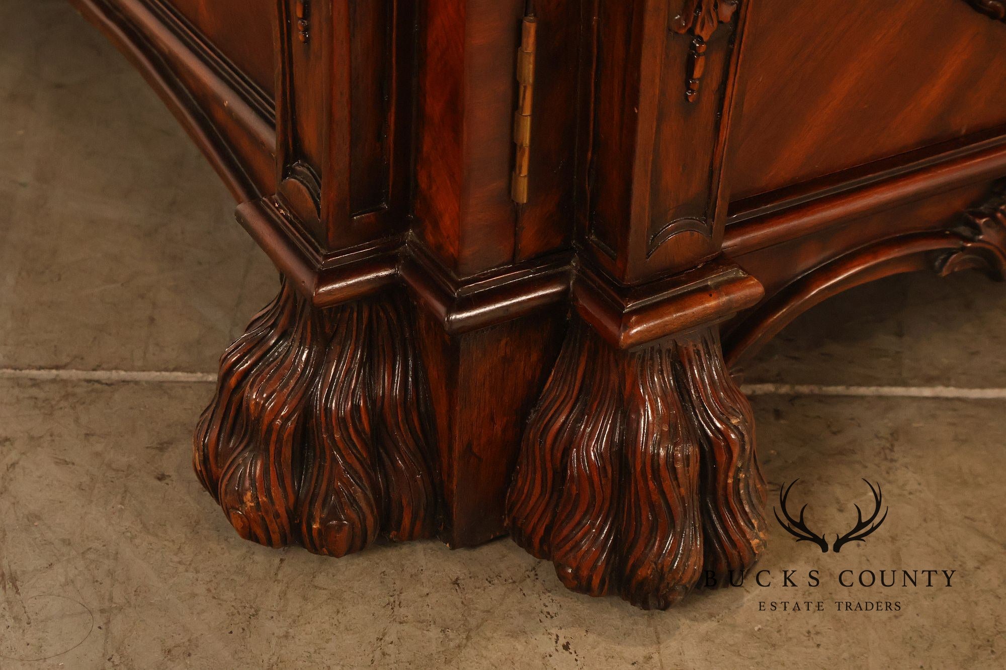 Maitland-Smith Carved Mahogany Leather Top Executive Partner's Desk