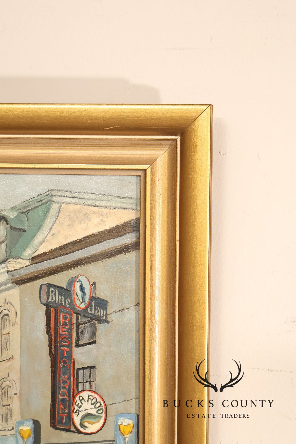 E.M. Law Mid Century Oil Painting, Downtown