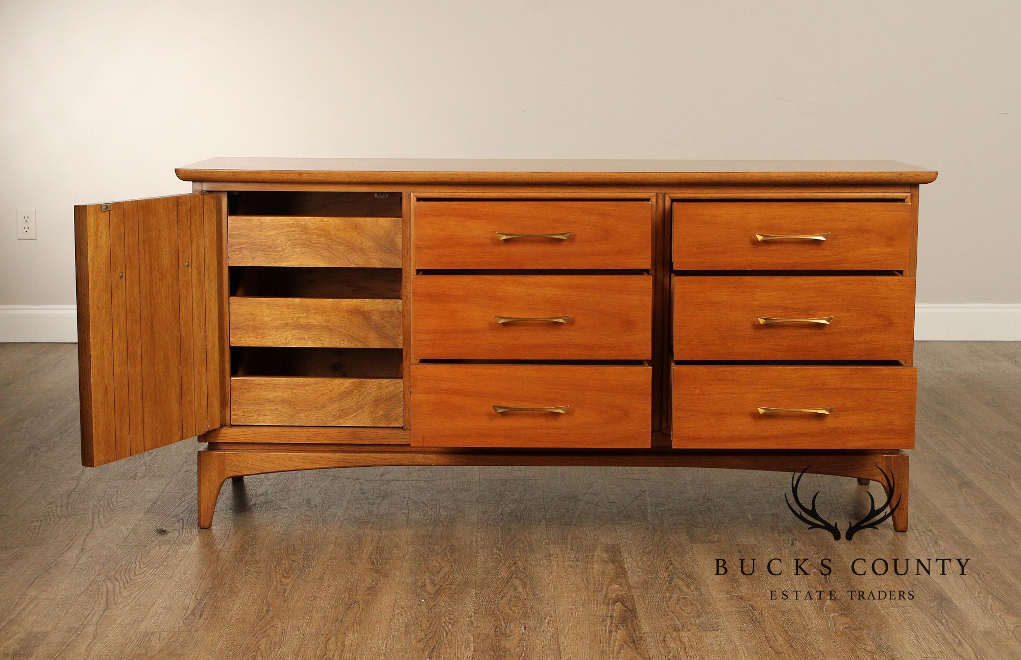 Kent Coffey 'The Wharton' Mid Century Modern Walnut Triple Dresser