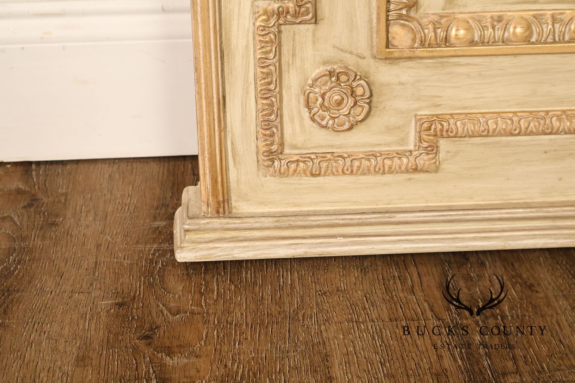French Neoclassical Style Distress Painted Trumeau Mirror