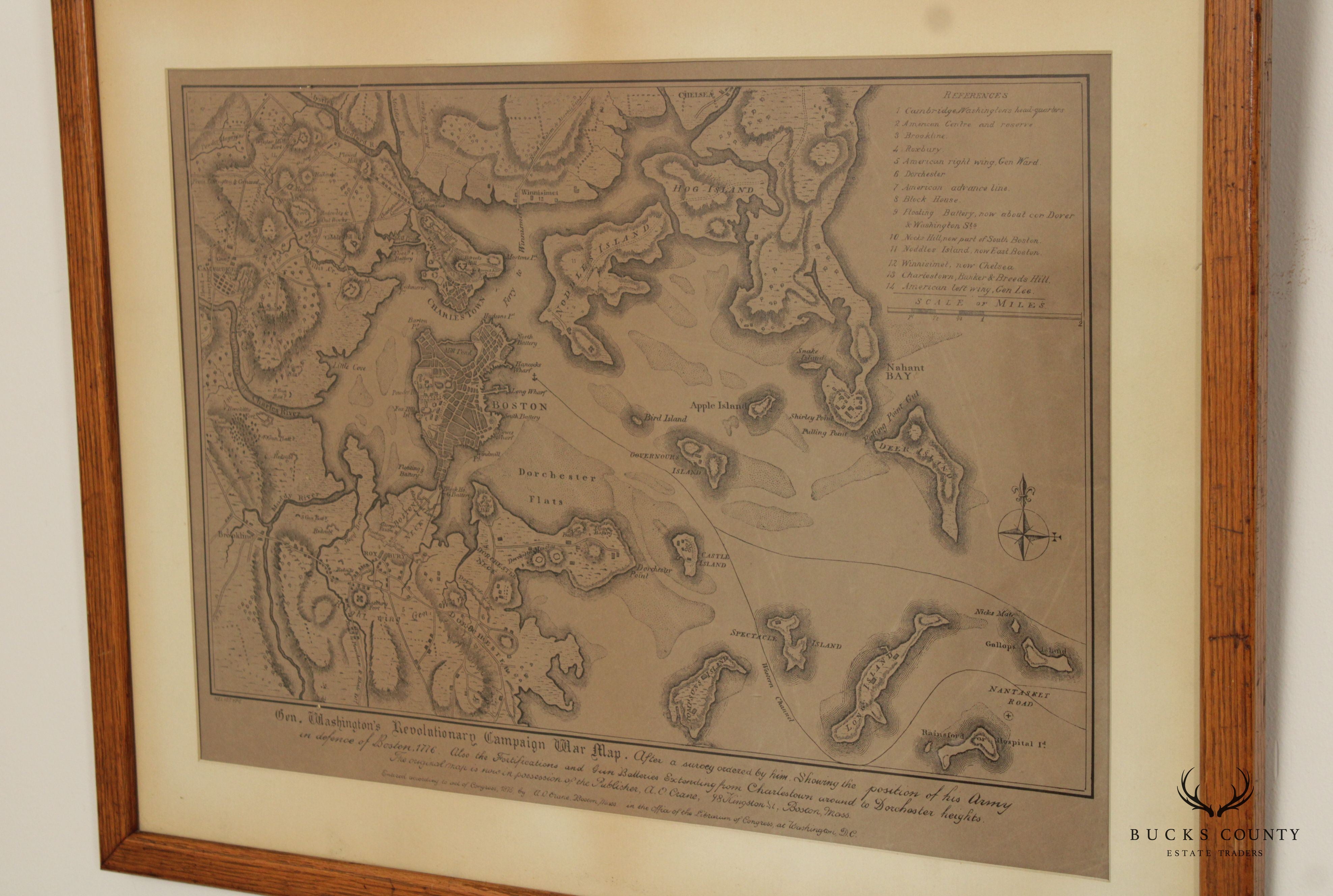 General Washington's Revolutionary Campaign War Map Framed