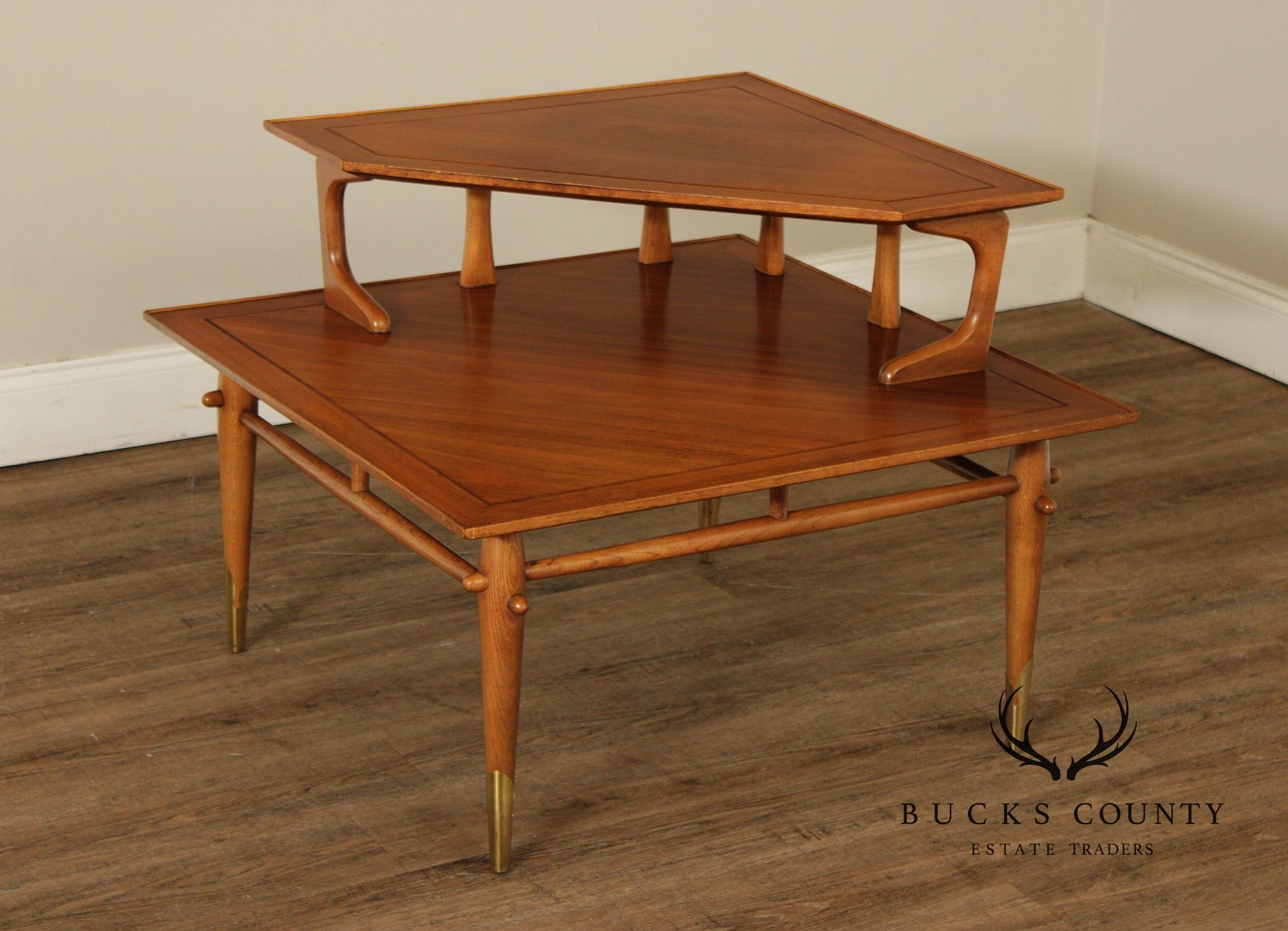 Lane Copenhagen Mid-Century Modern Two-Tier Corner Table
