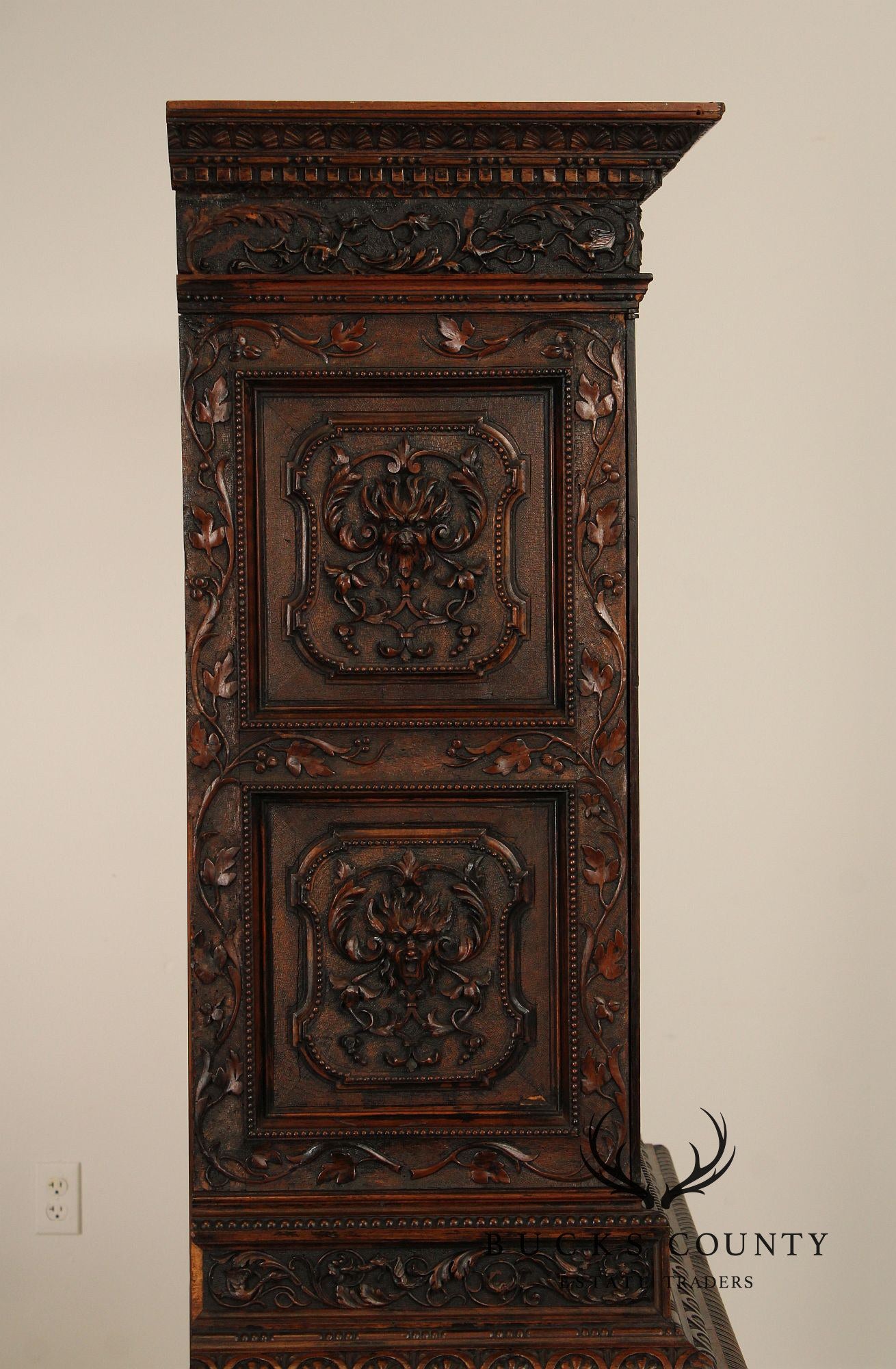 Antique French Renaissance Revival Finely Carved Walnut Cabinet