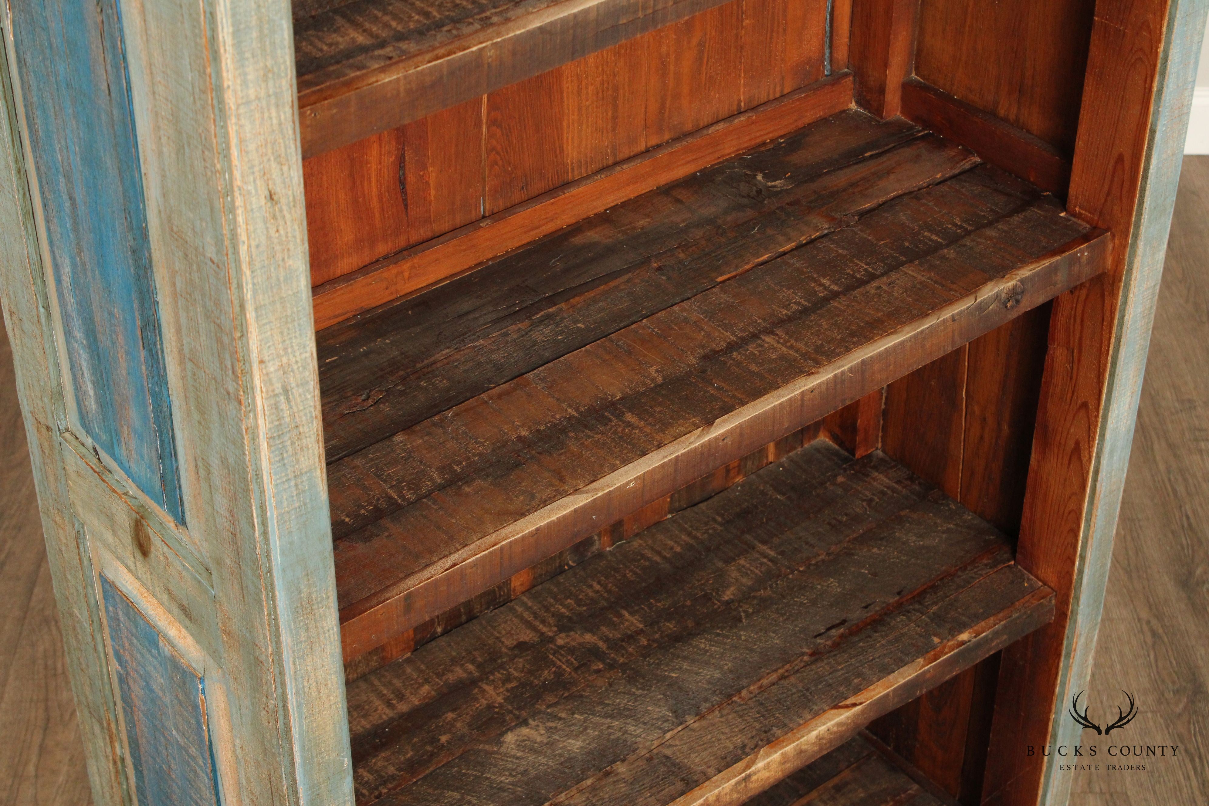 Rustic Farmhouse Style Painted Tall Open Bookcase