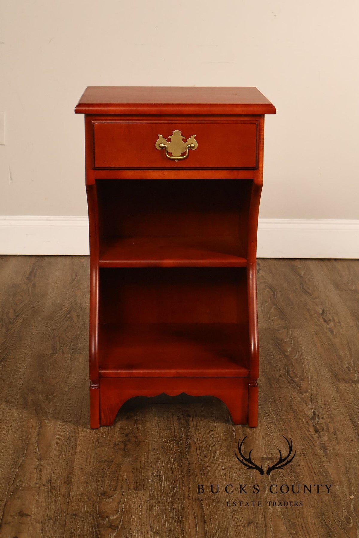 Traditional Maple One-Drawer Open Shelf Nightstand