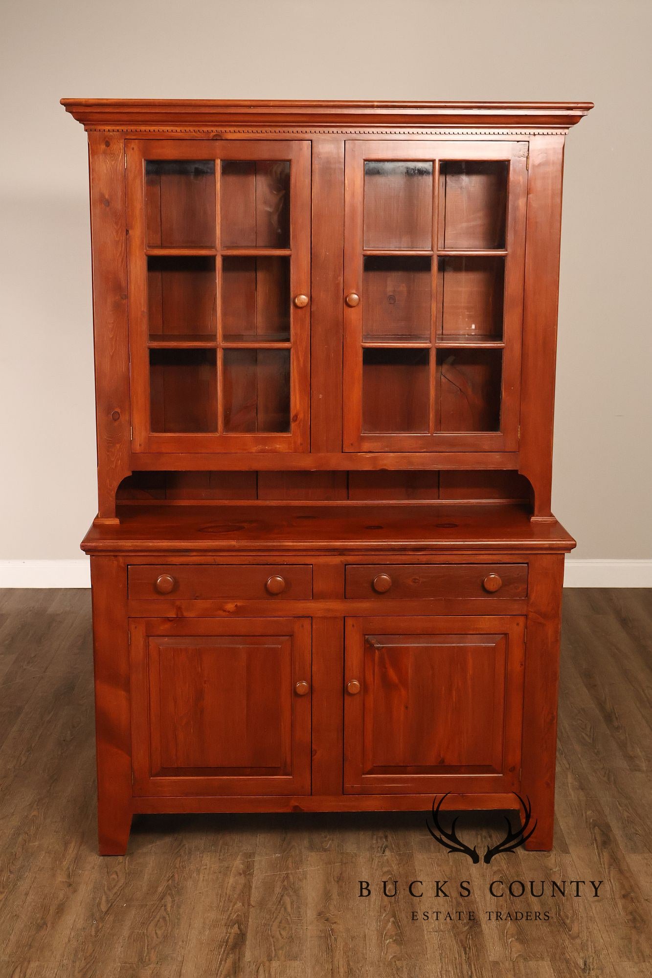 Custom Quality Farmhouse Pine Step Back Hutch