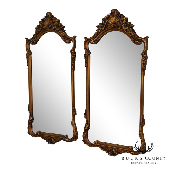 1930's French Style Pair Of Carved Giltwood Wall Mirrors