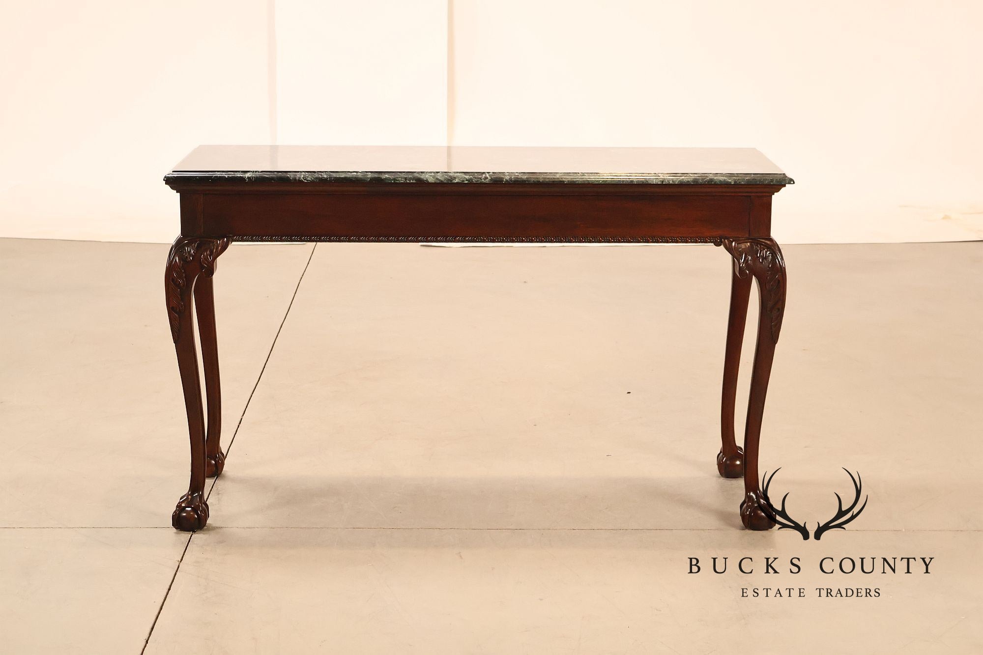 Stickley Chippendale Style Marble Top Mahogany Sofa Table Console