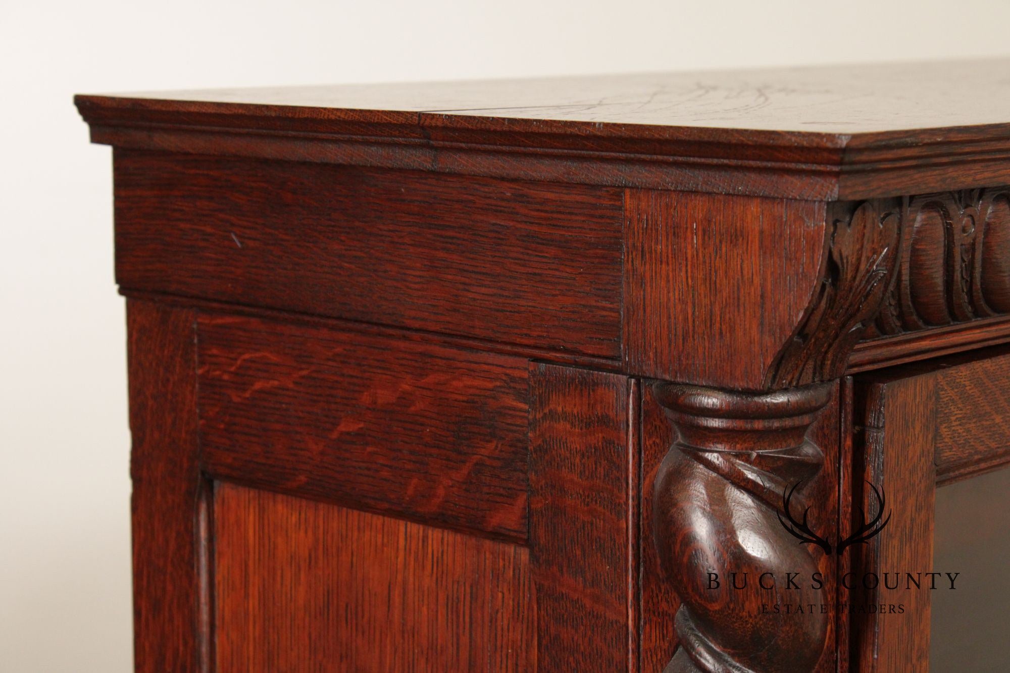 Antique Victorian Oak Barley Twist Bookcase