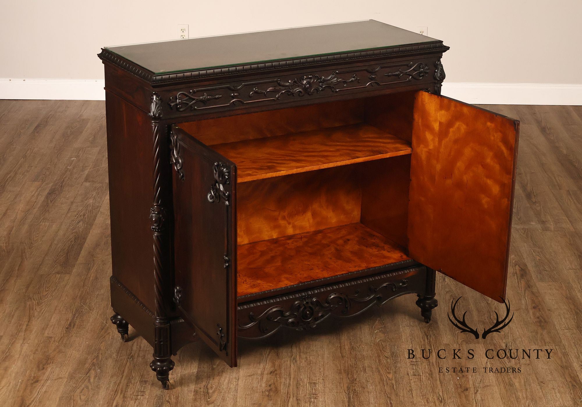 Antique Victorian Rosewood Carved Server
