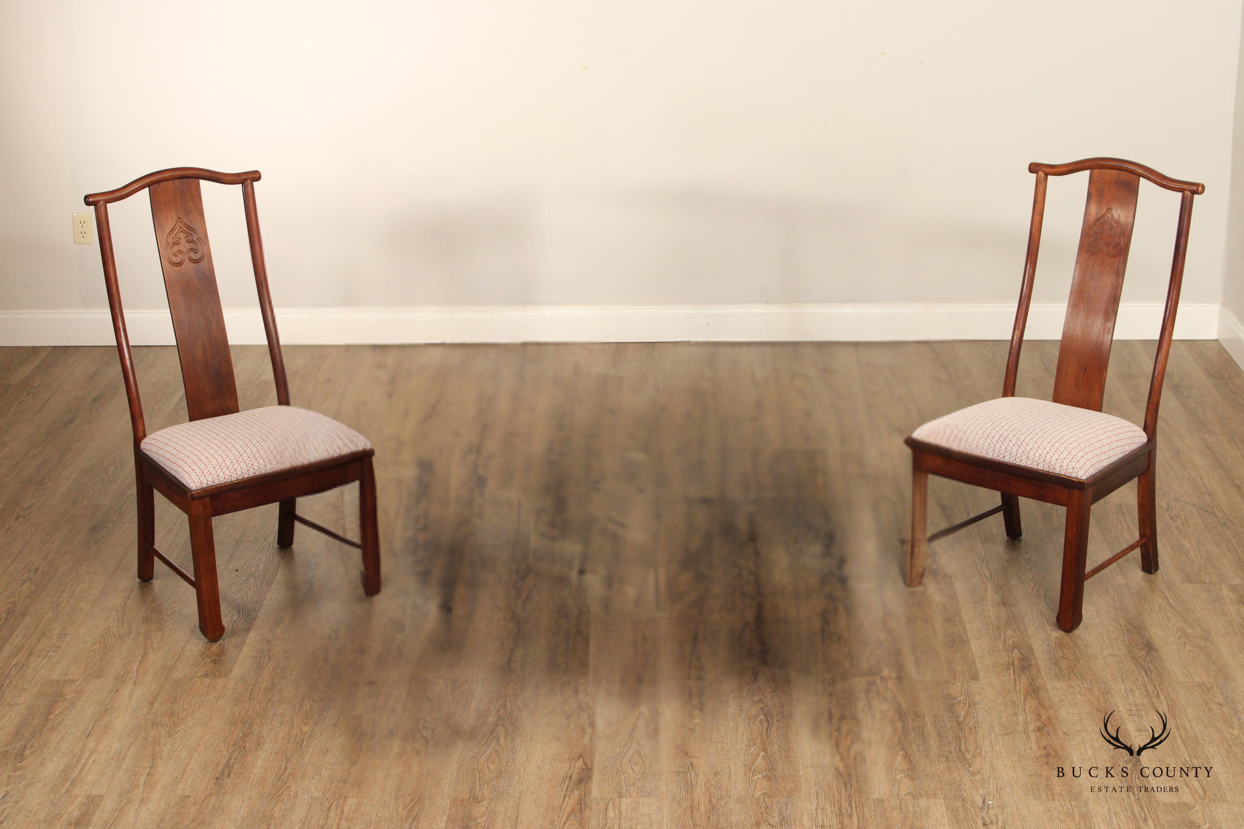 Pair of Bernhardt Chinese Style Yoke Back Dining Side Chairs