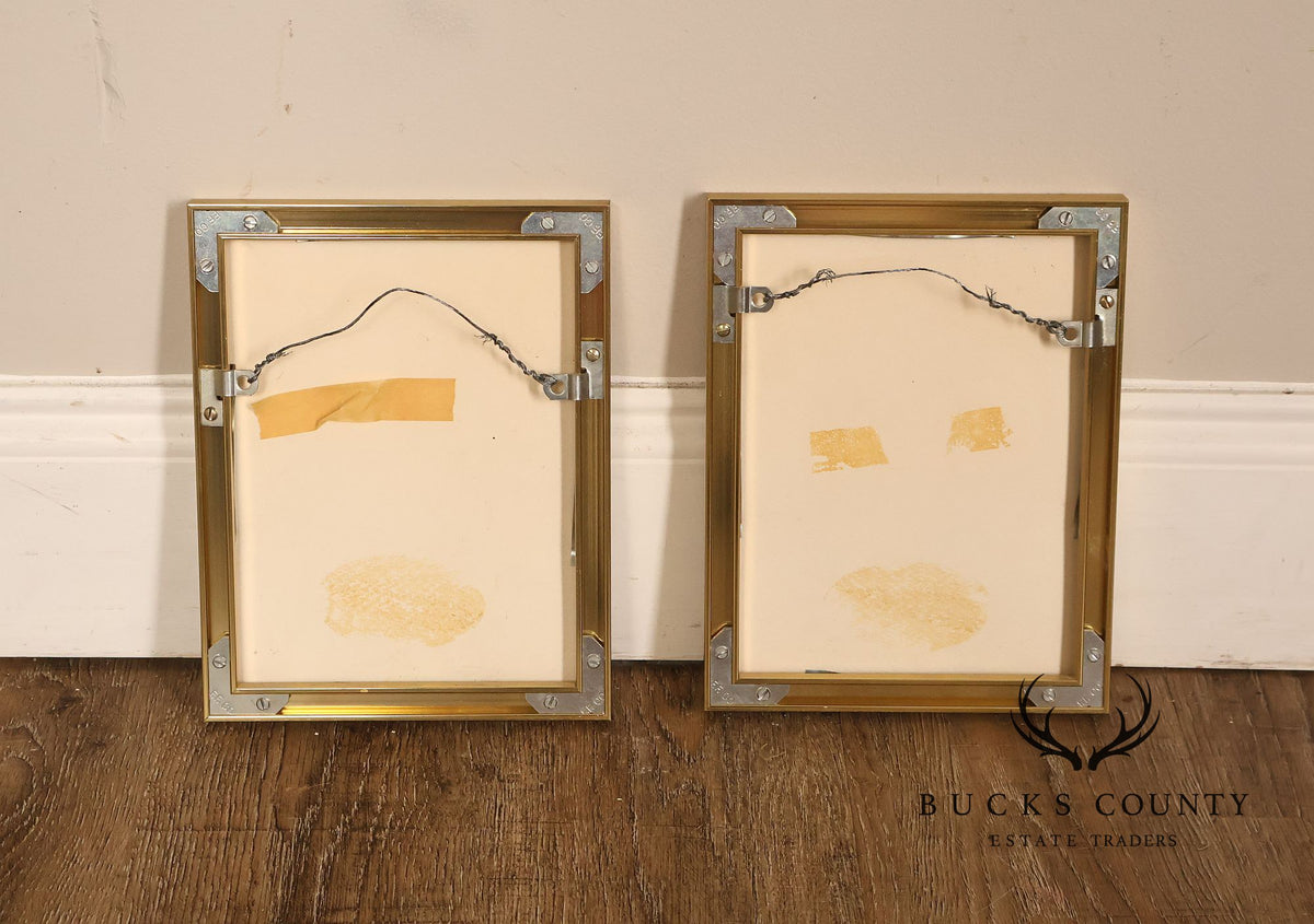 Suzanne Marinell Pair of Melted Wax Abstract Paintings