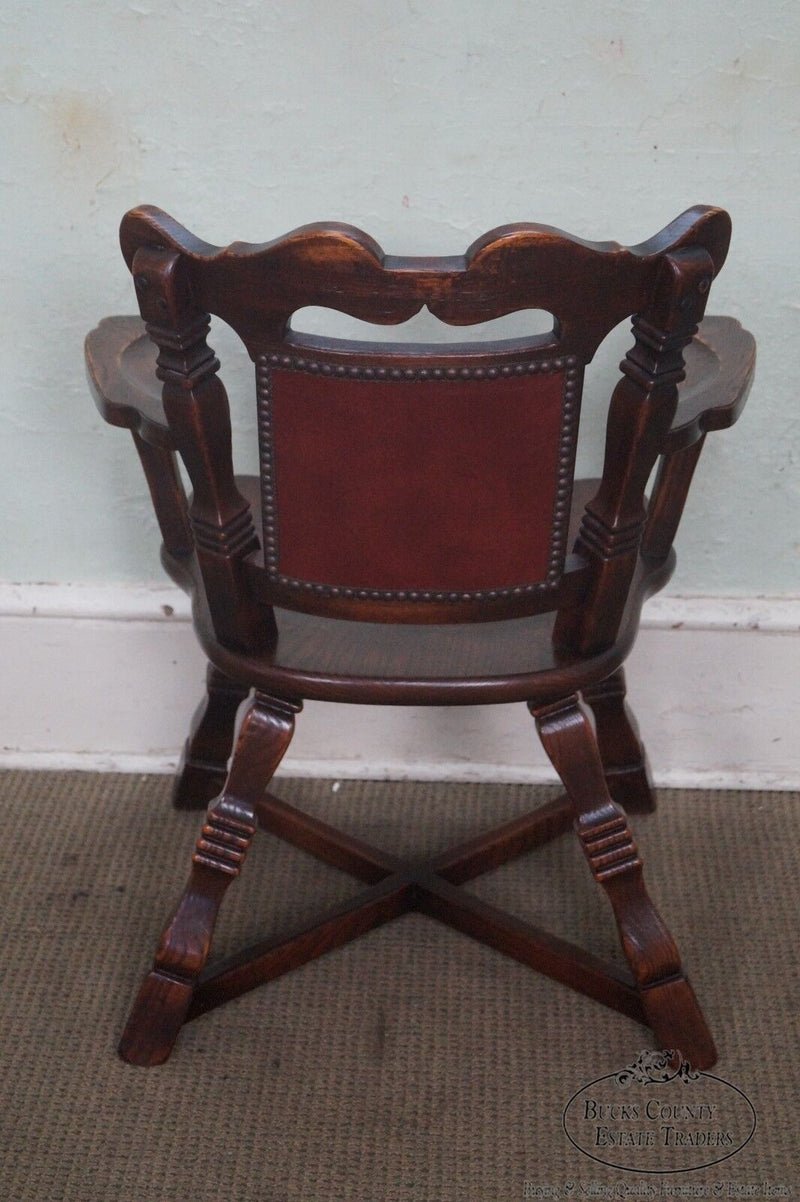 Romweber Viking Oak Leather Back Captains Arm Chair