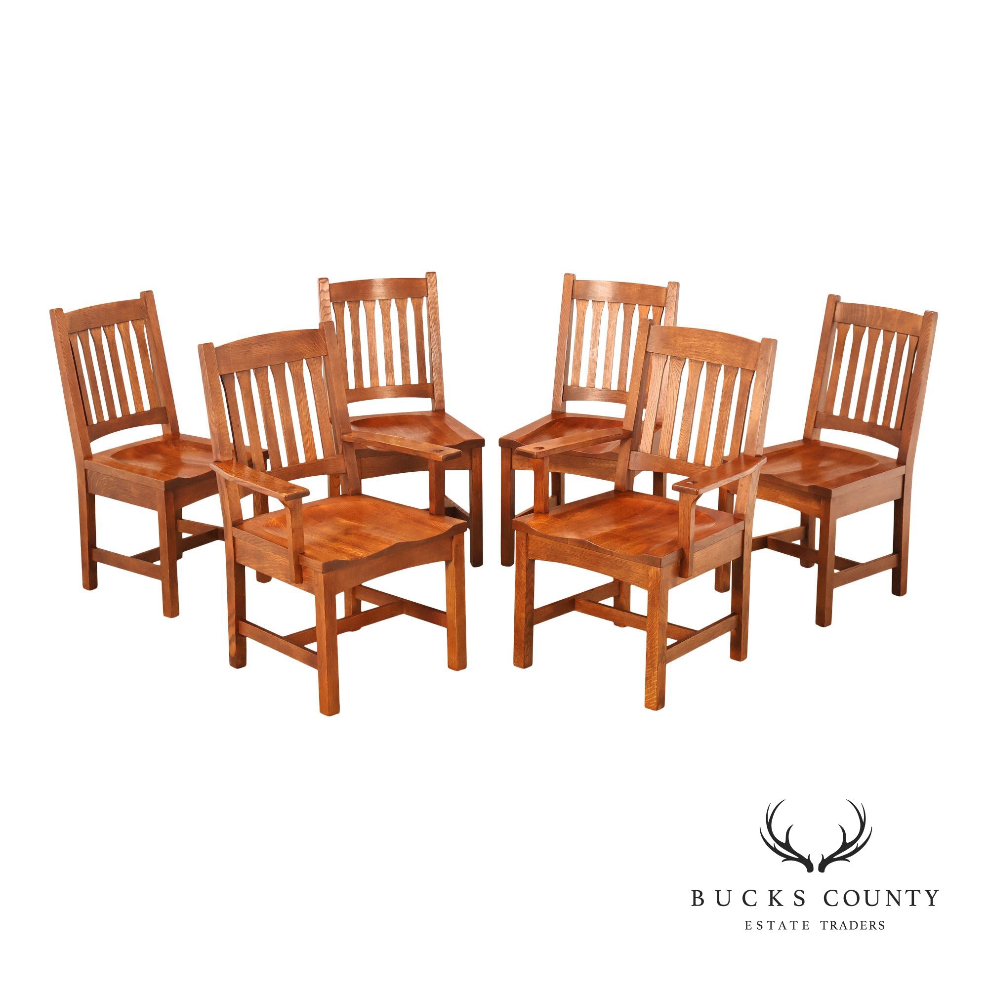 Stickley Mission Collection Set of Six Cottage Oak Dining Chairs