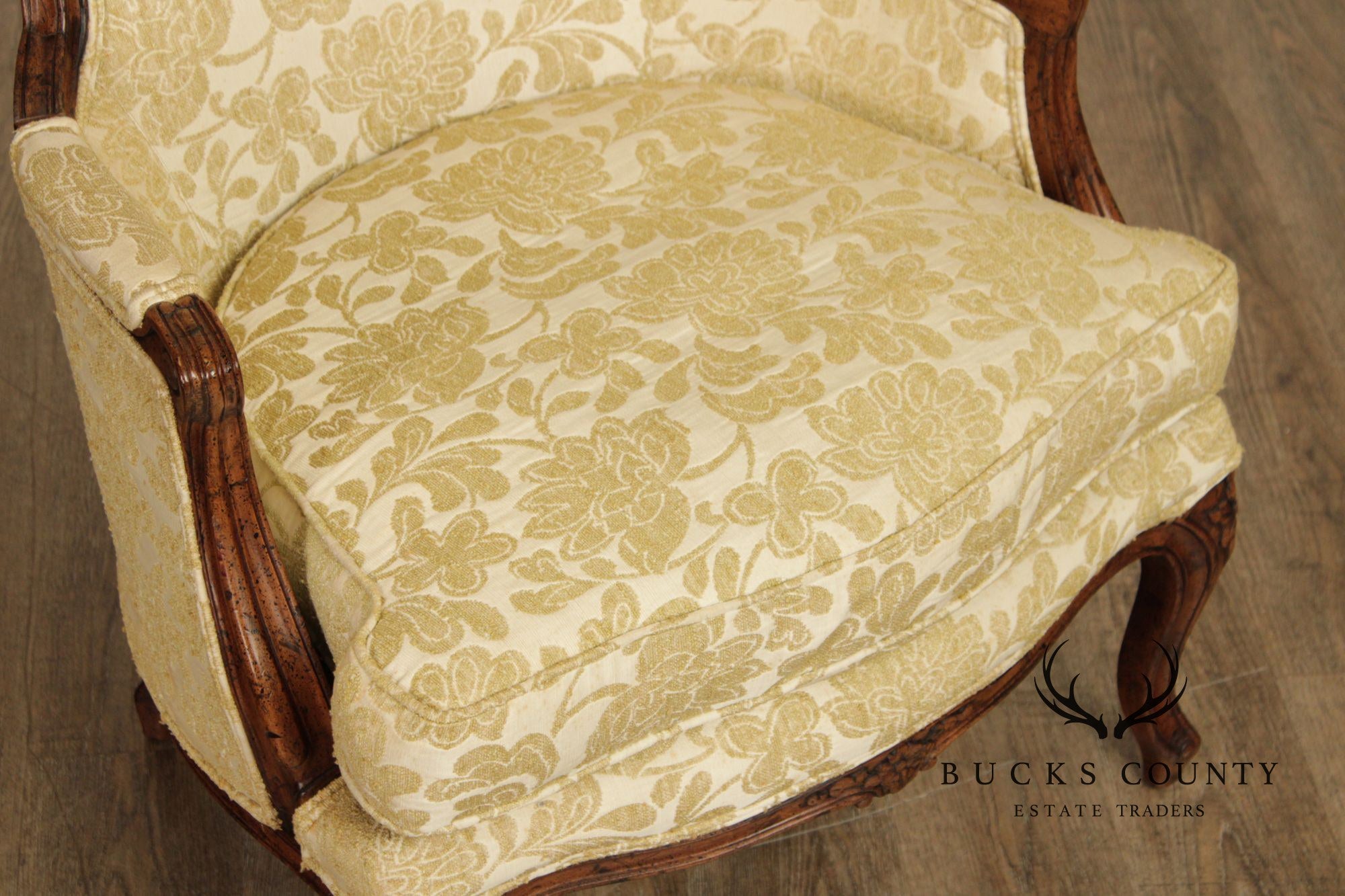 Henredon French Louis XV Style Vintage Pair of Fauteuil Armchairs