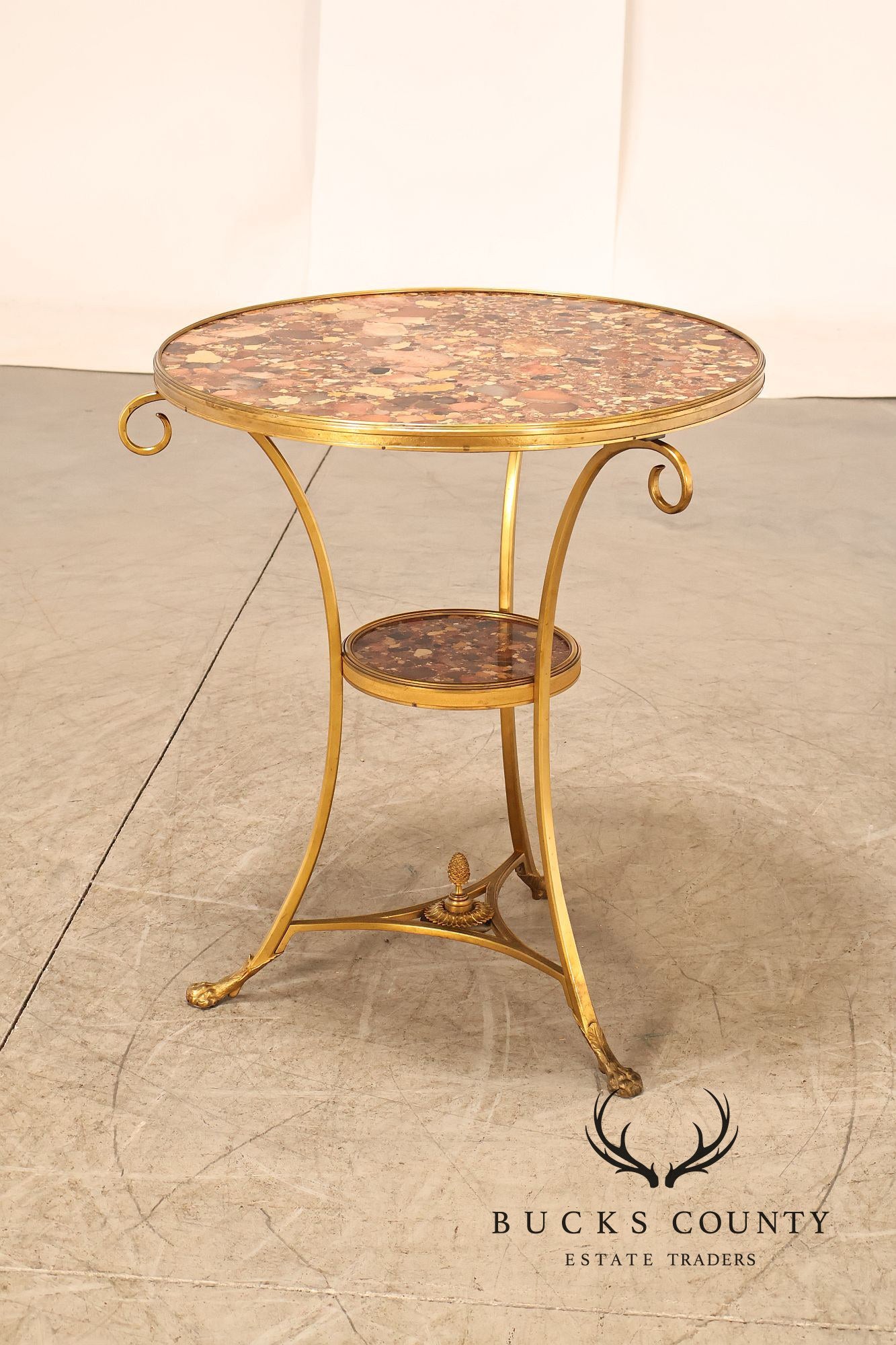 Neoclassical Style Pair of Marble Top Gueridon Side Tables