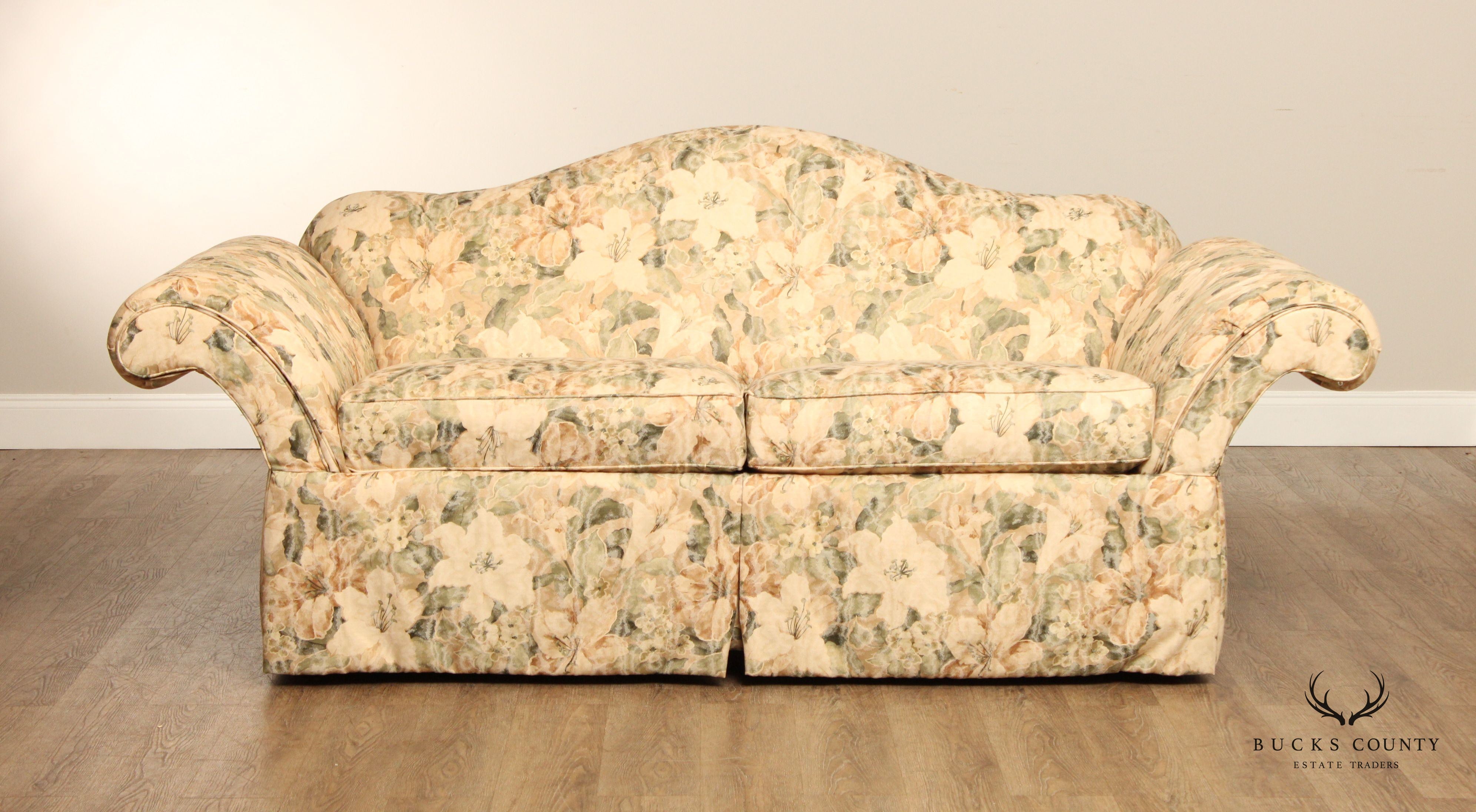 Ethan Allen Custom Upholstered Camelback Sofa