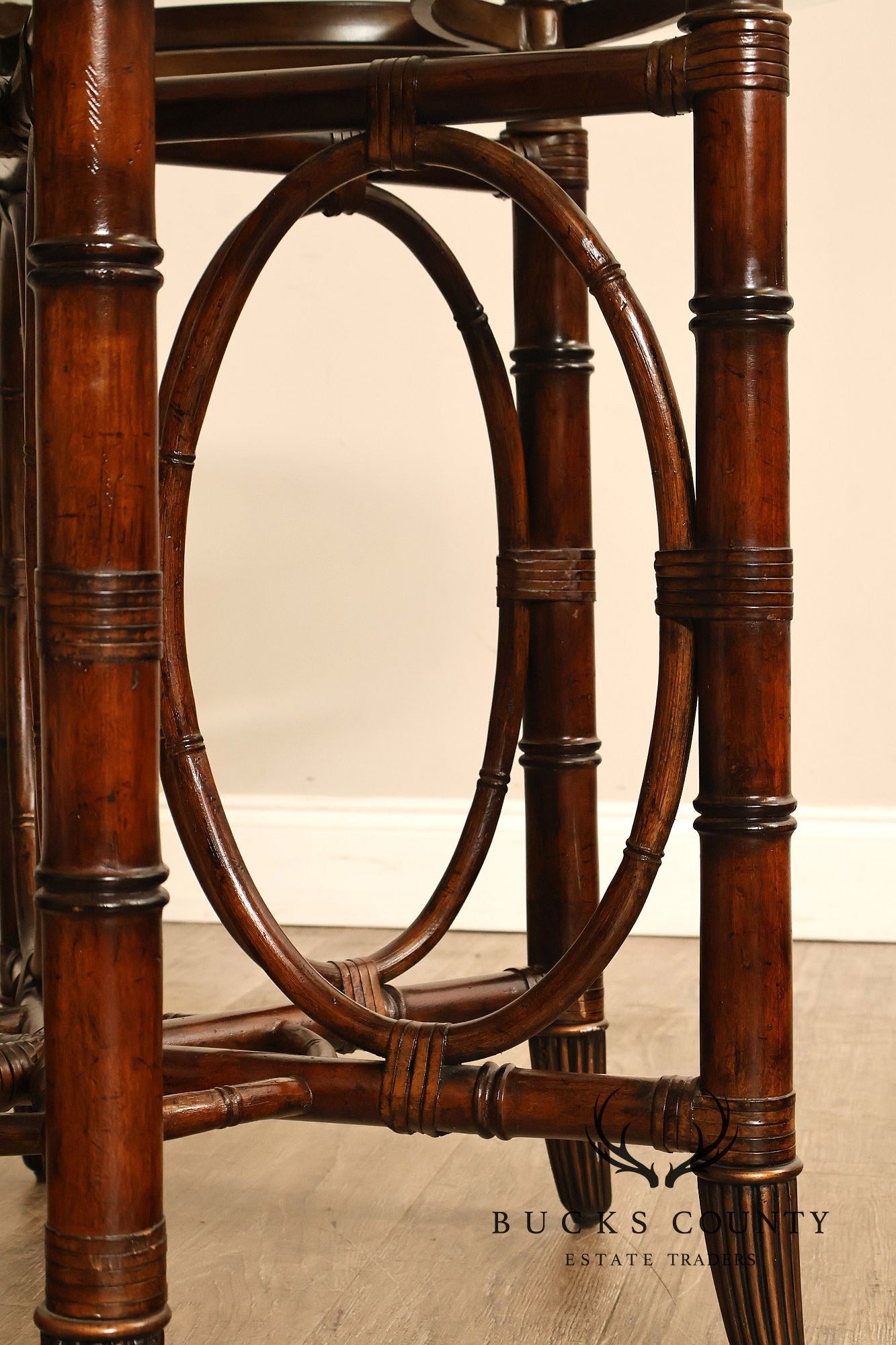 Faux Bamboo Base 48" Round Glass Top Dining Table