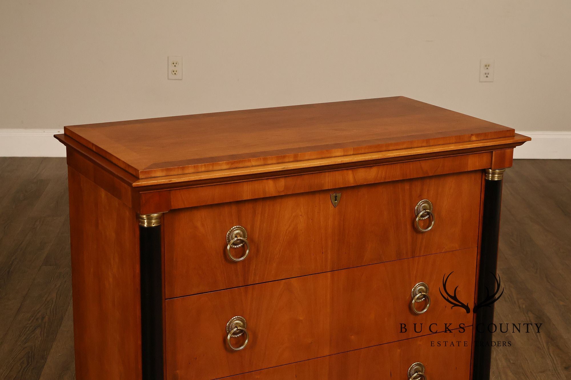 Baker Biedermeier Style Chest of Drawers with Ebonized Columns