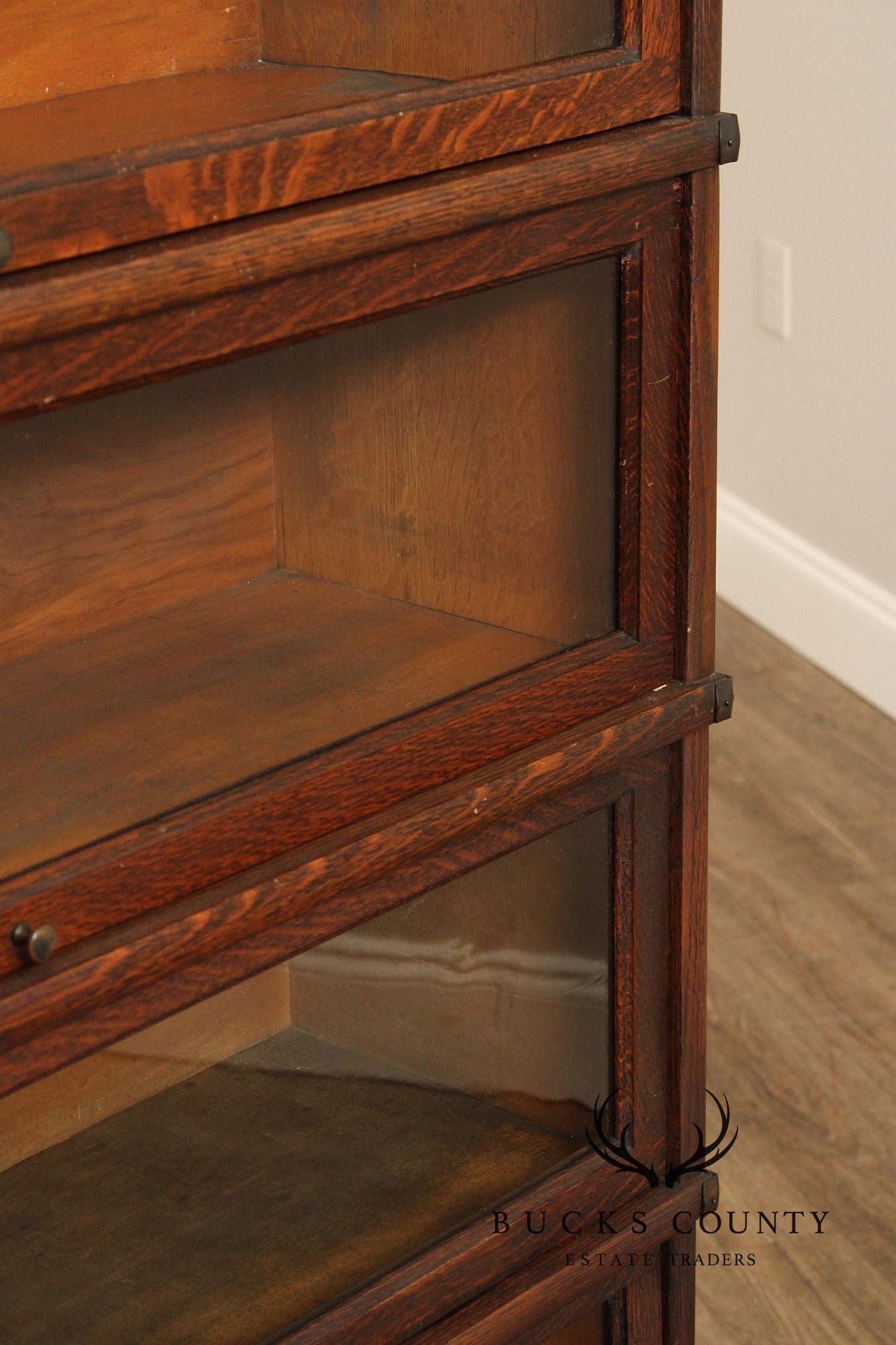 Globe Wernicke  Antique Pair of Oak Four-Stack Barrister Bookcases