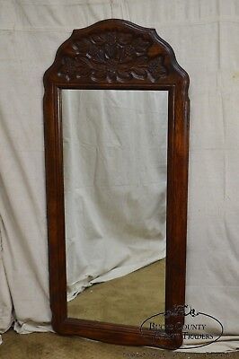 French Country Style Pair of Vintage Carved Oak Mirrors