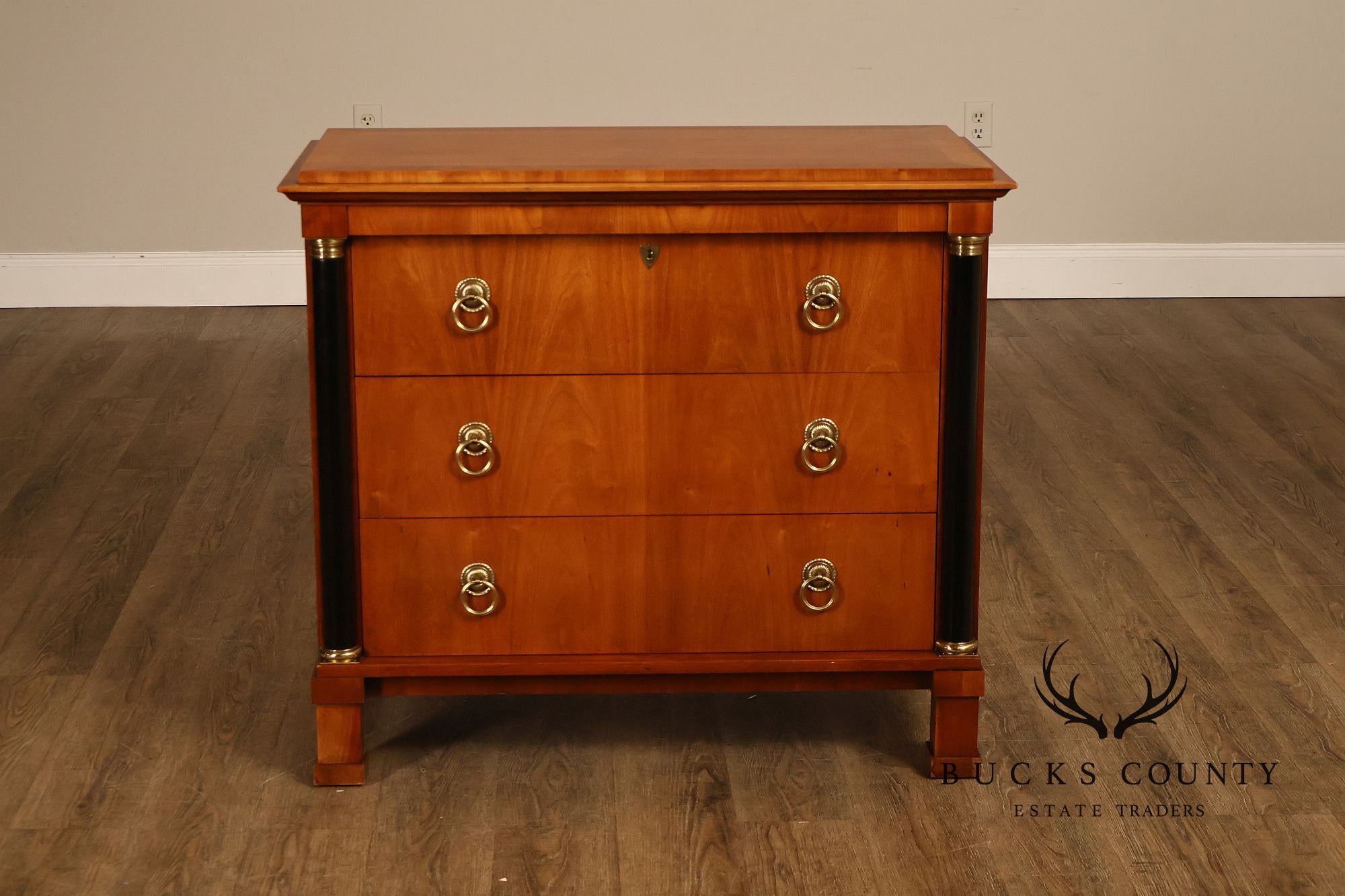 Baker Biedermeier Style Chest of Drawers with Ebonized Columns
