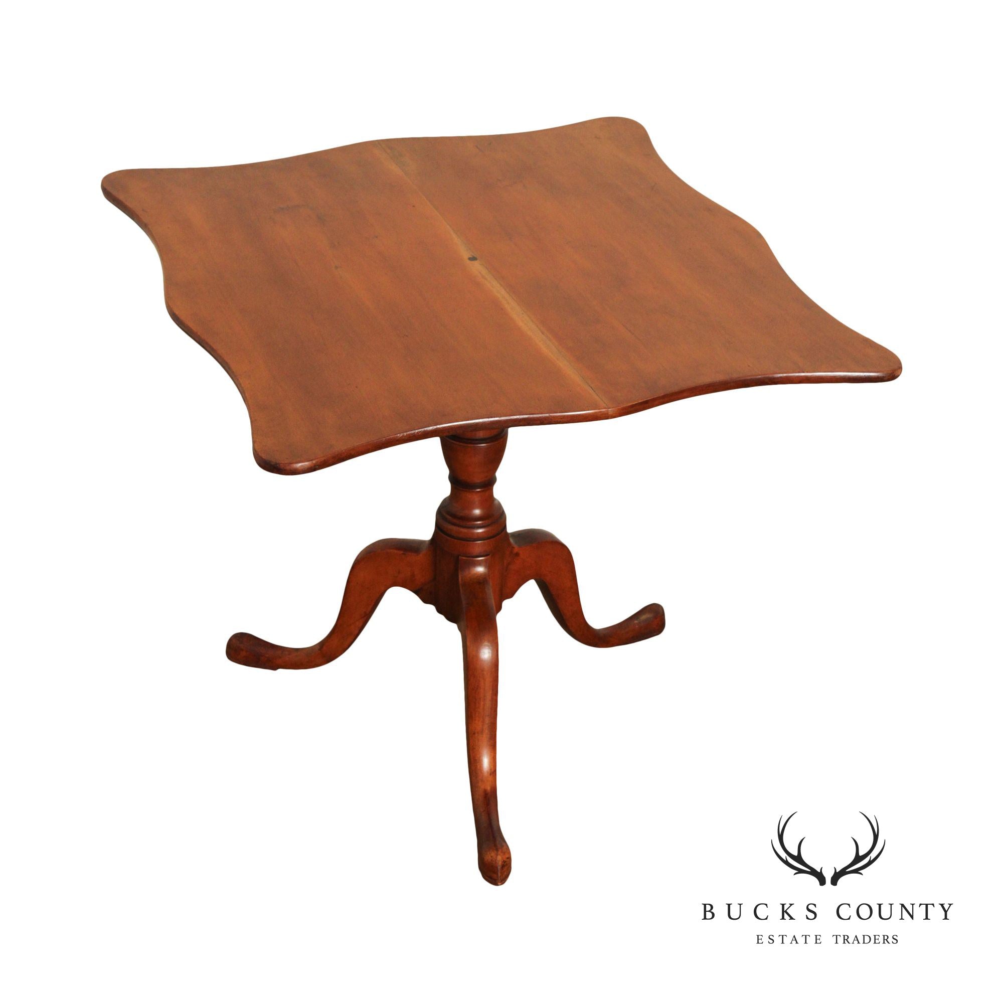 Antique Early American Cherry Tilt Top Tea Table