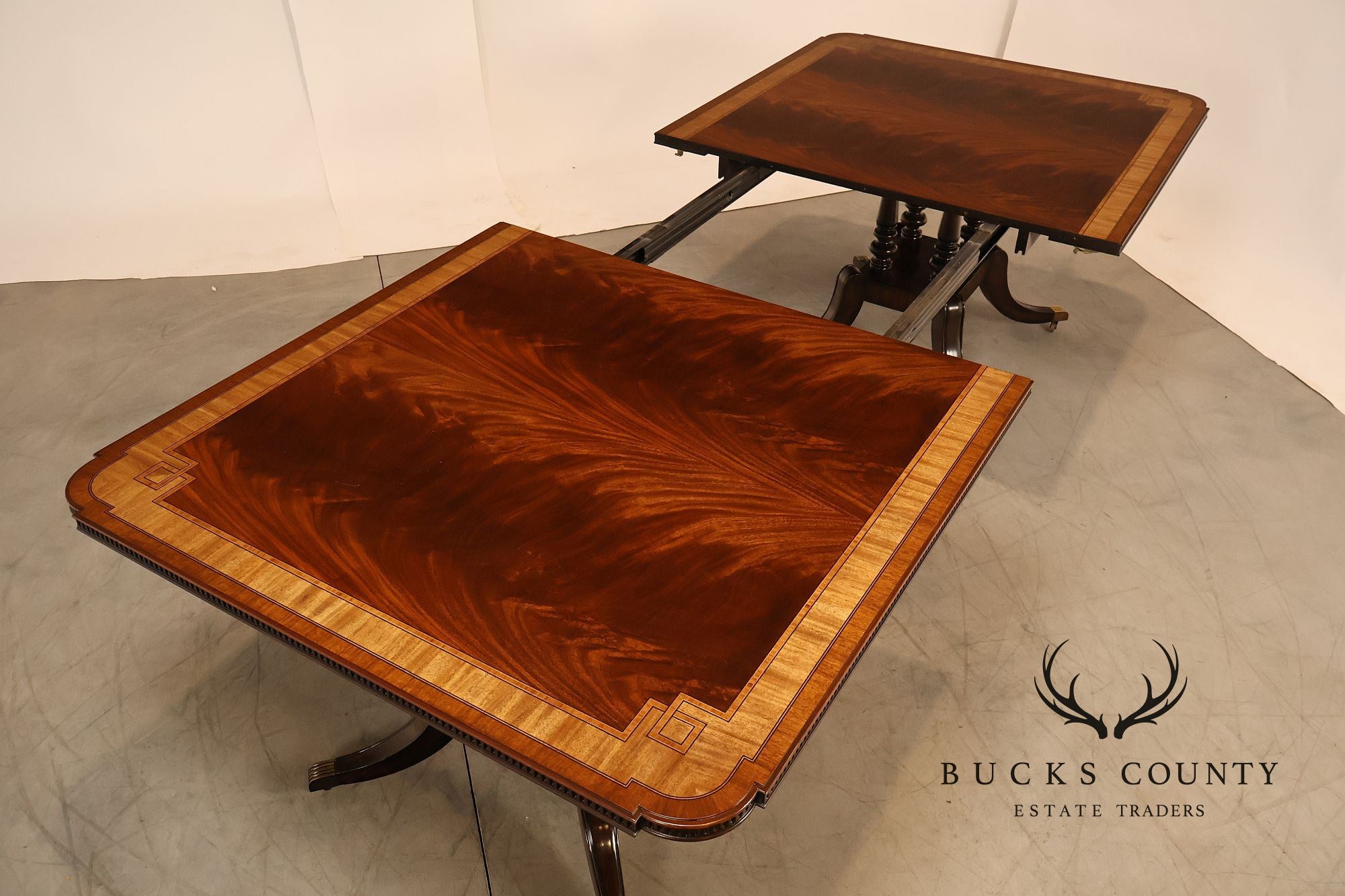 Maitland Smith Greek Key Mahogany & Satinwood Banded Dining Table