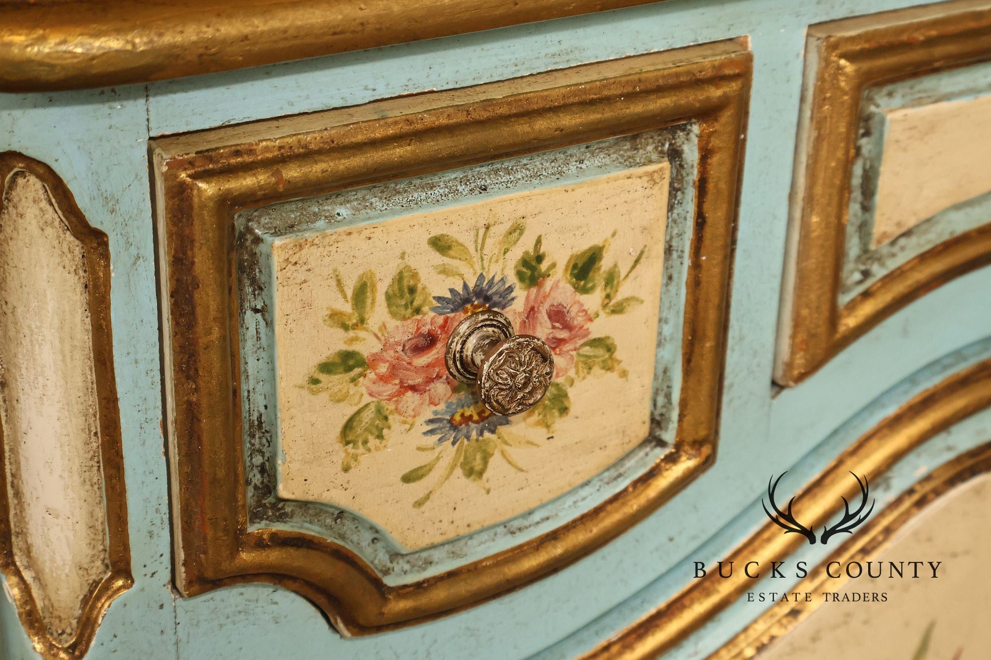 Venetian Style Hand Painted Florentine Cabinet On Stand