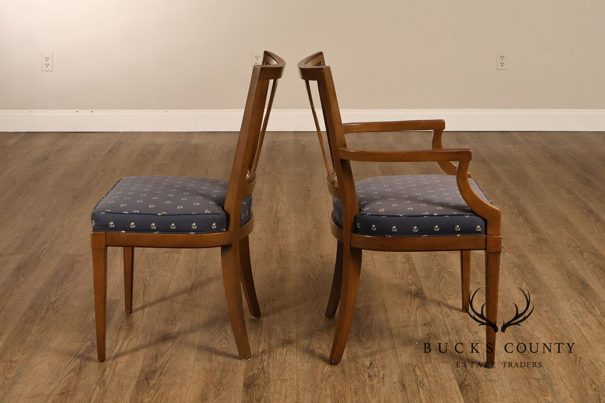 Henredon Gustavian Style Walnut Set Of 6 Dining Chairs With Rosette Backs