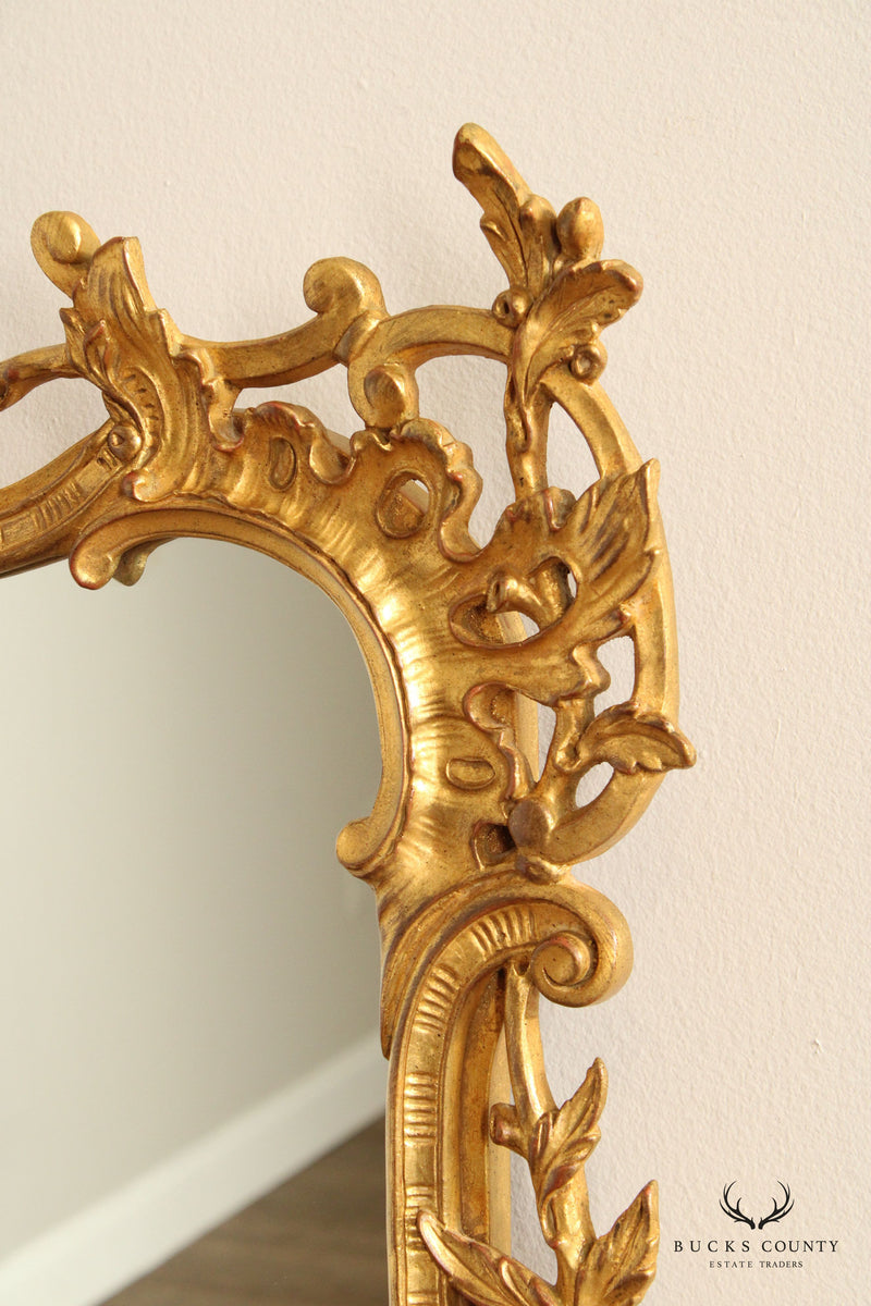 French Rococo Style Vintage Large Giltwood Frame Over Mantle Mirror