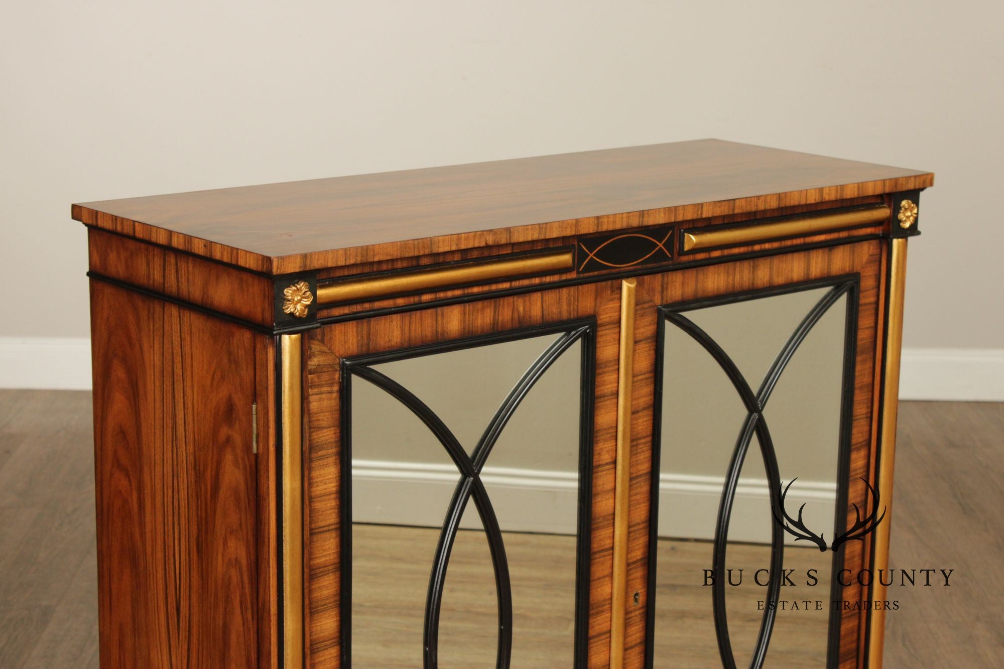 Regency Style Rosewood Mirrored Two Door Cabinet