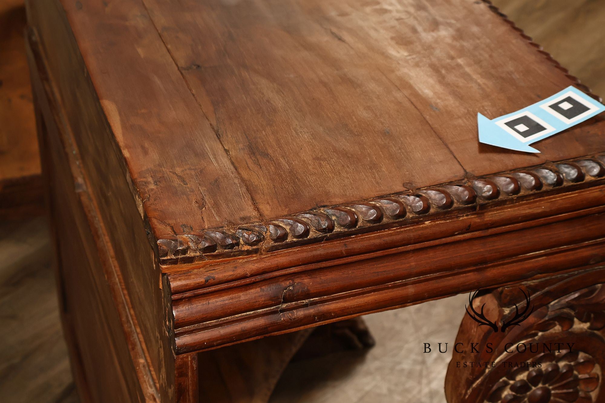 Antique Anglo Indian Pair of Carved Hardwood Console Tables