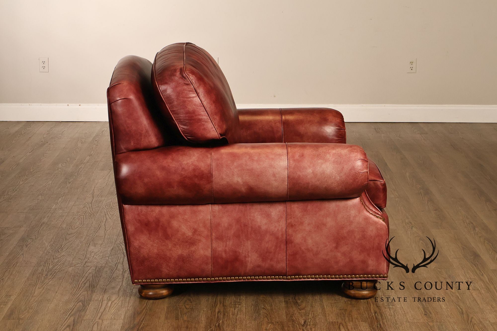 Hancock & Moore Pair of Red Leather 'Clivedon' Armchairs