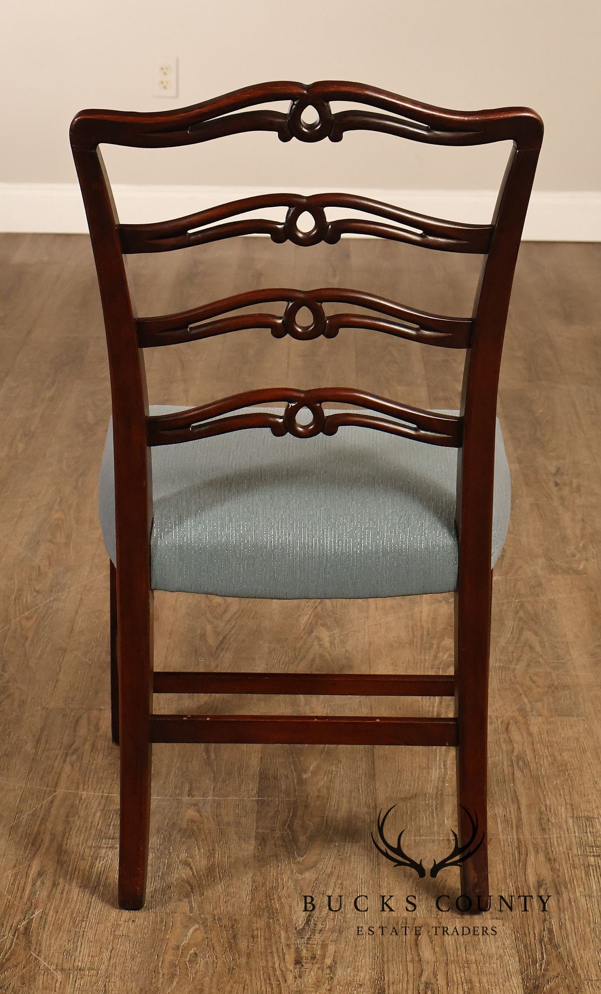 1940's Chippendale Style Set Of Six Mahogany Ladder Back Dining Chairs