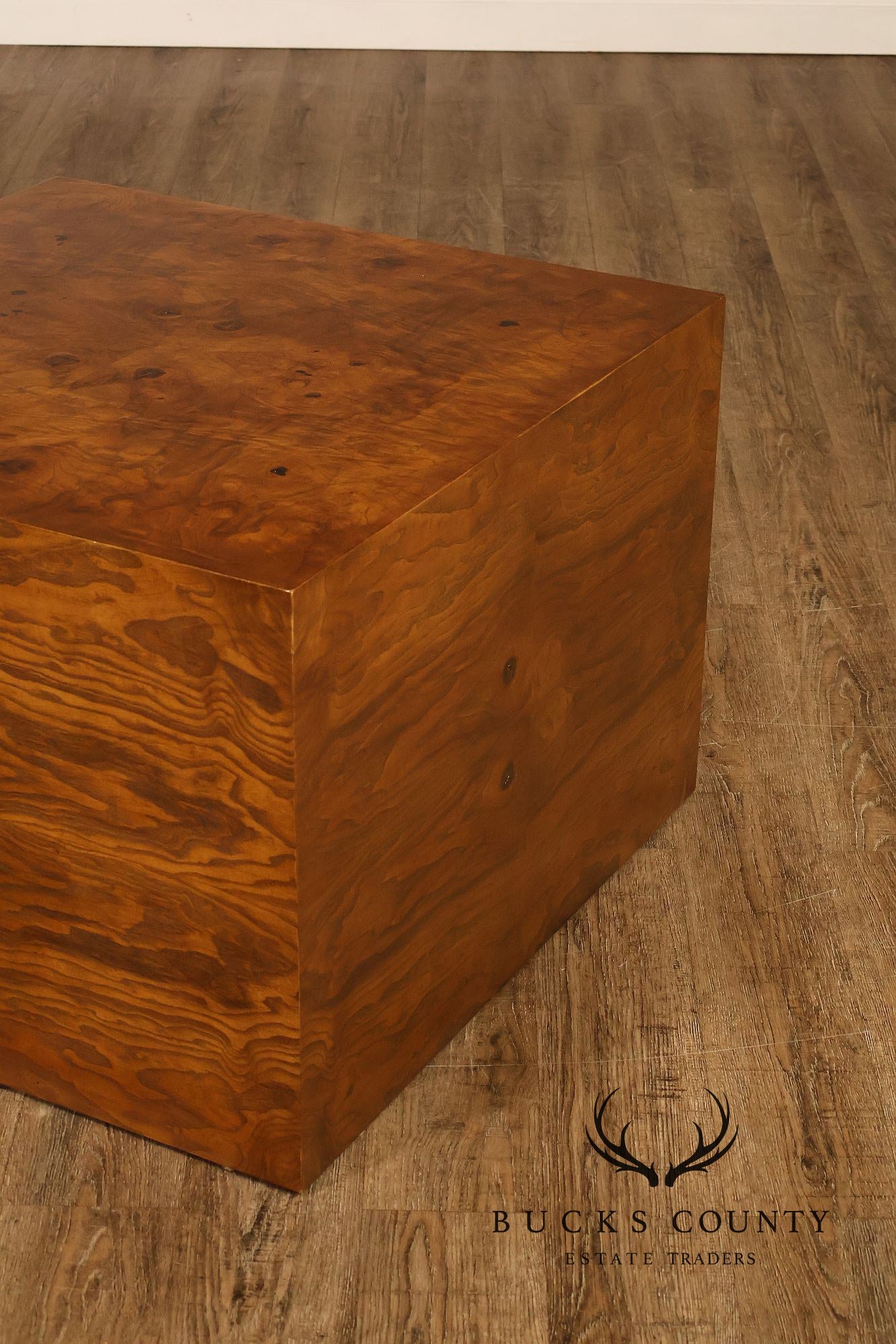 Thayer Coggin Milo Baughman Mid Century Modern Burl Wood Cube Side Table