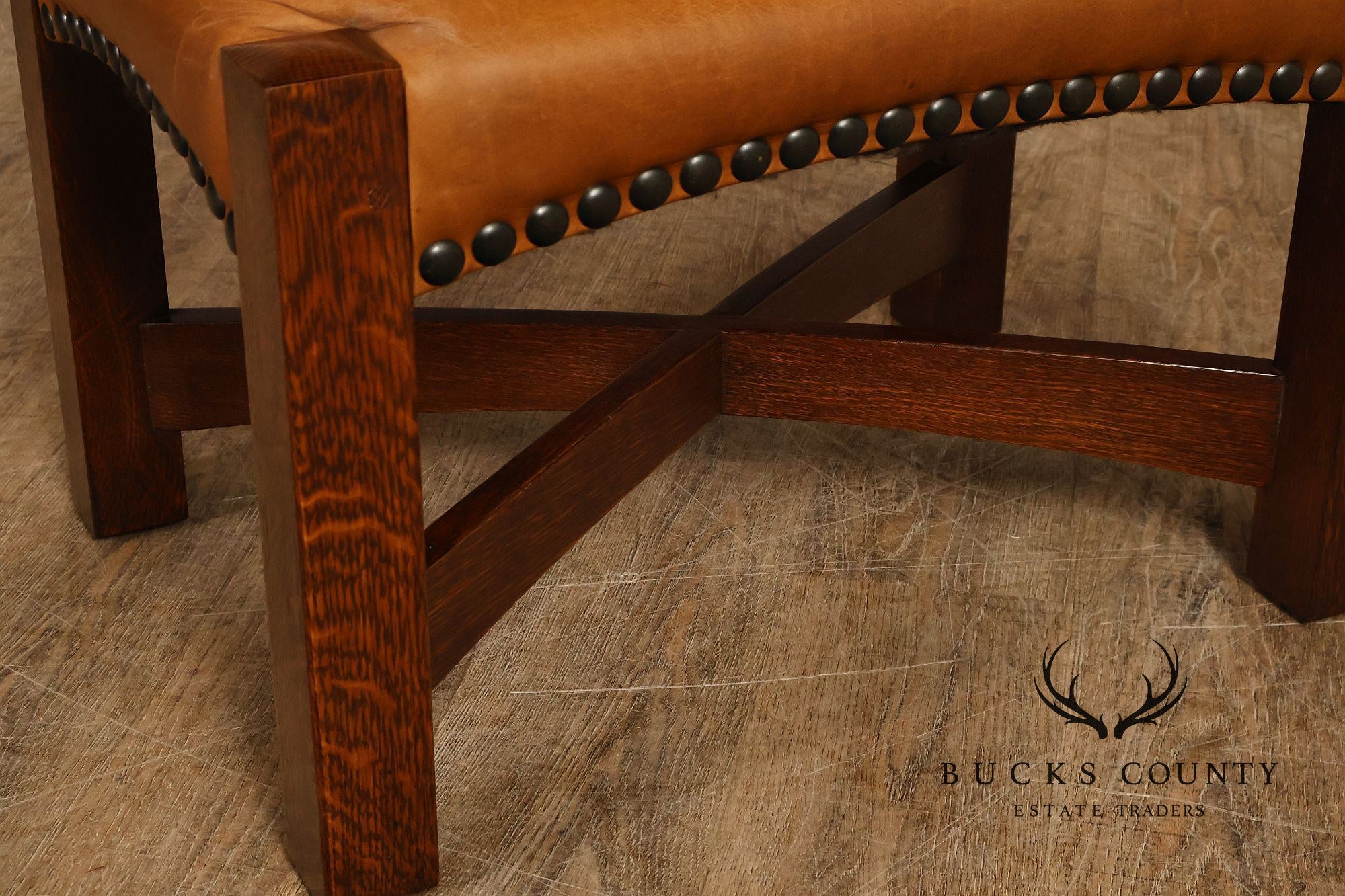 Stickley Mission Collection Oak and Leather Eastwood Footstool