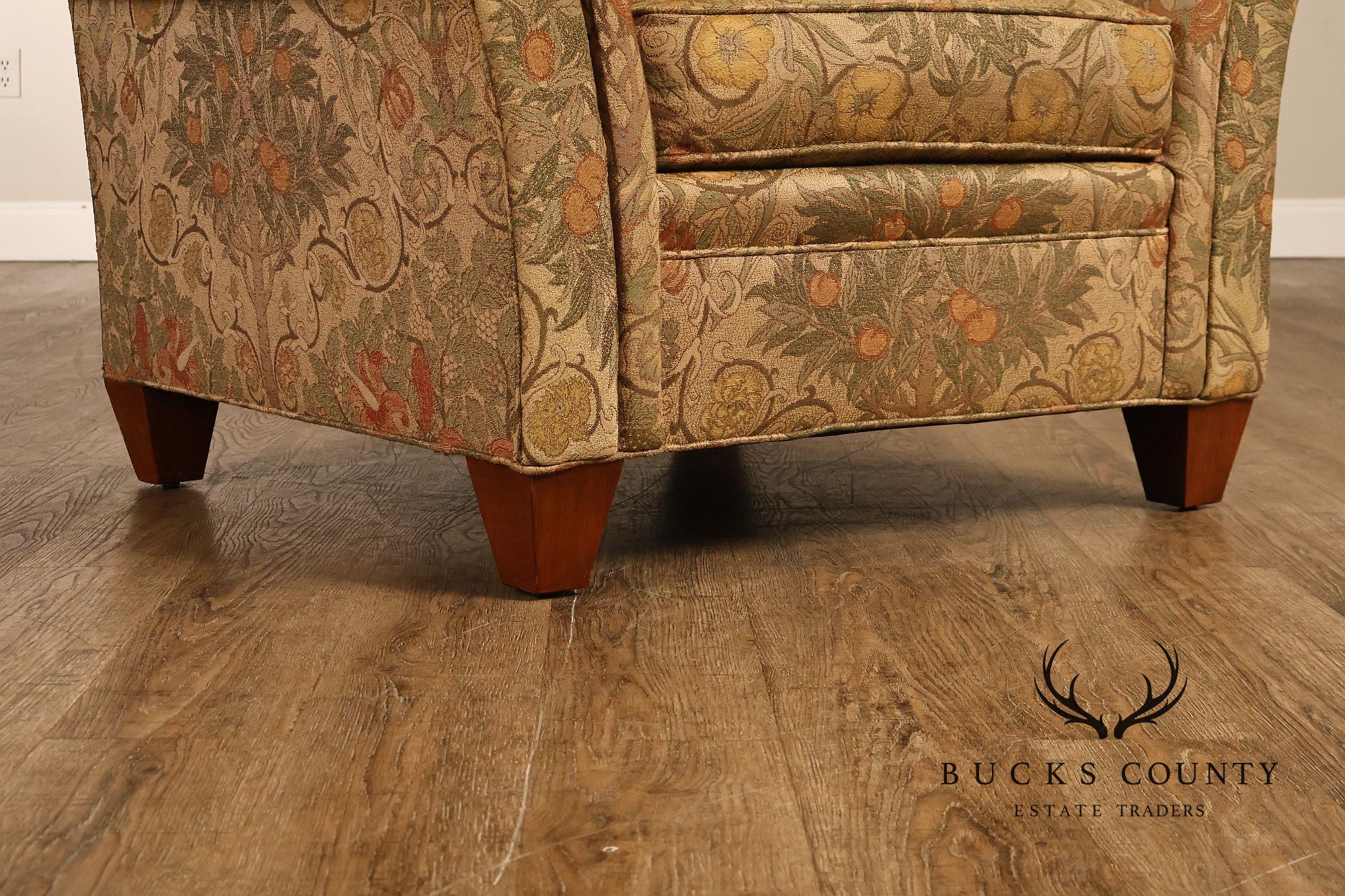 Stickley Tree of Life Upholstered Lounge Chair With Matching Ottoman