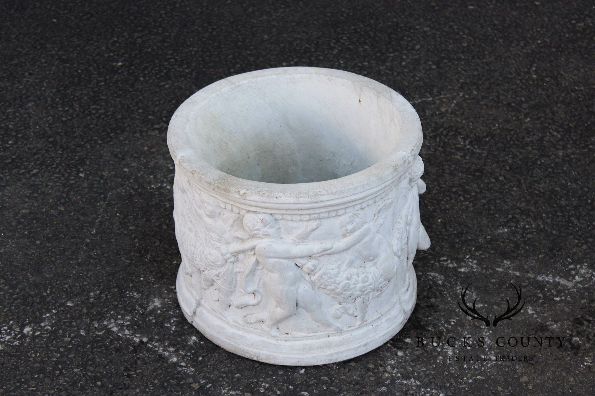 Classical Style Cherub Relief Cast Stone Garden Planter
