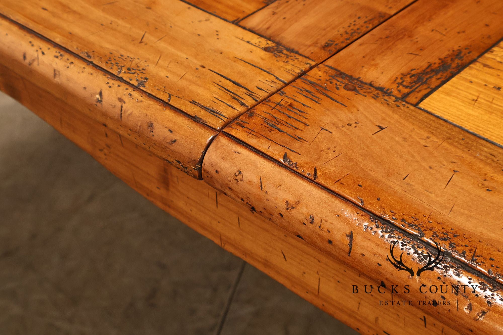 French Provincial Style Distressed Wood Extendable Dining Table