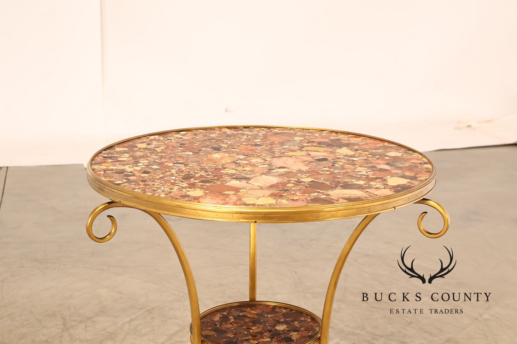 Neoclassical Style Pair of Marble Top Gueridon Side Tables