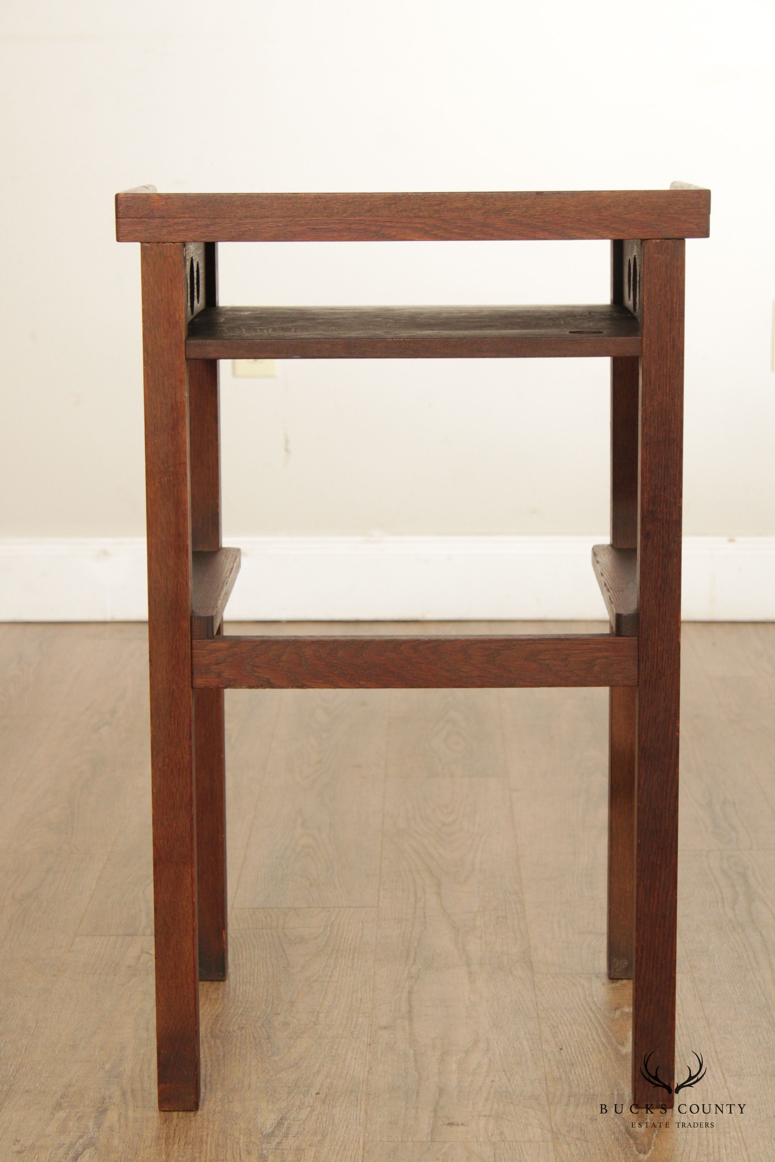 Antique Arts & Crafts Oak Telephone Side Table