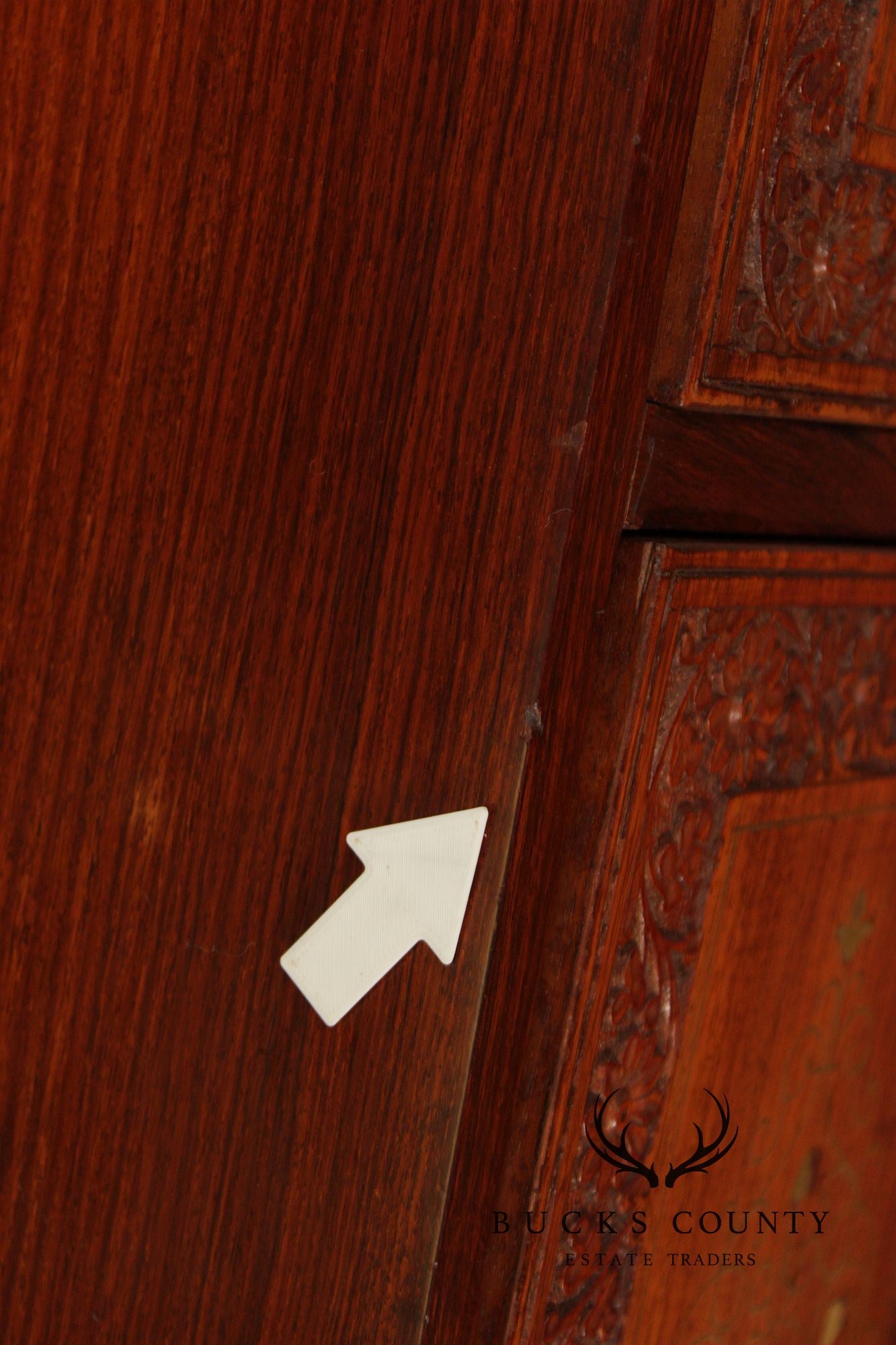 Brass Inlaid And Carved Teak Four Drawer Campaign Chest