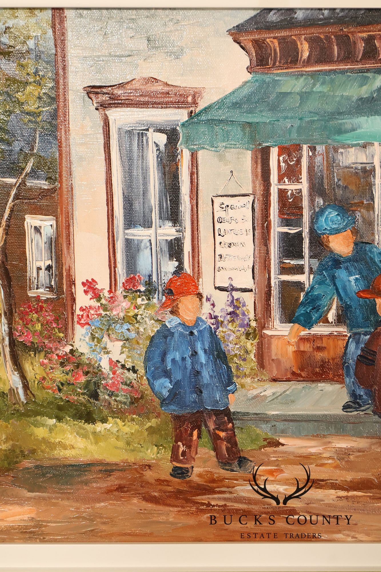 Aline Brochu Oil Painting, 'Rendez-Vous à L'Epicerie'